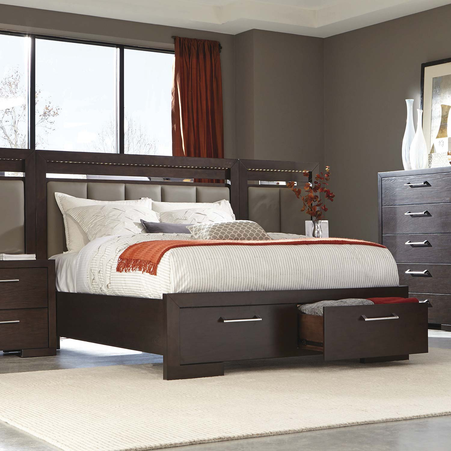 Coaster Berkshire Lighted Panel Bedroom Set Bitter Chocolate with regard to sizing 1500 X 1500