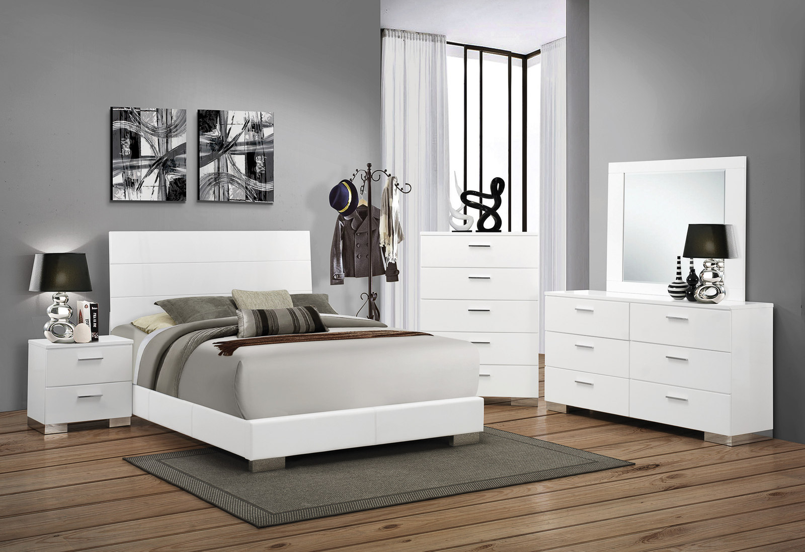Coaster Felicity 5 Piece Panel Bedroom Set In Glossy White Special intended for dimensions 1600 X 1097