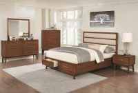 Coaster Furniture Banning 4 Piece Upholstered Panel Bedroom Set In Dark Mango intended for dimensions 3200 X 2026