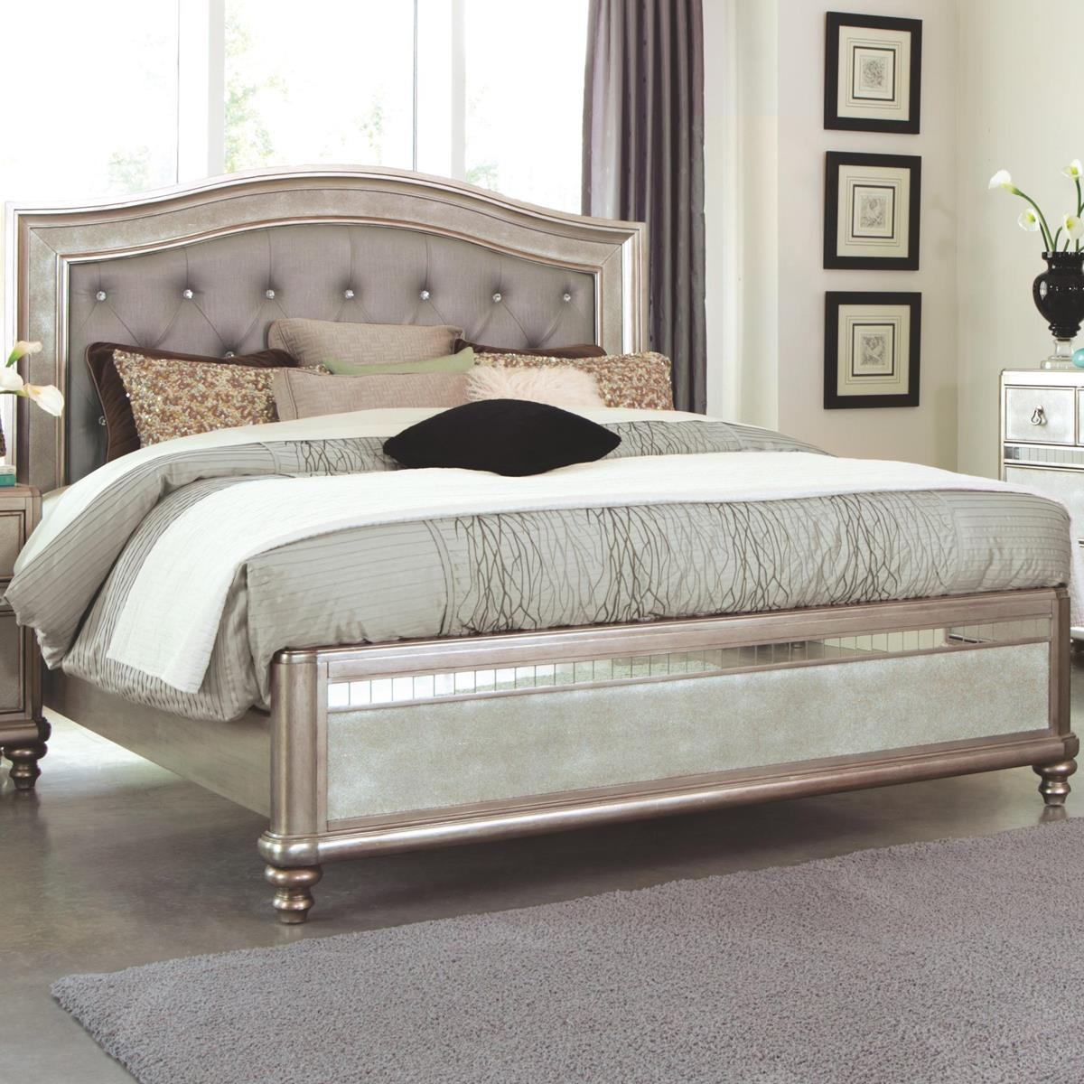 Coaster Furniture Bling Game King Button Tufted Bed In Platinum Metallic 204181ke throughout dimensions 1200 X 1200