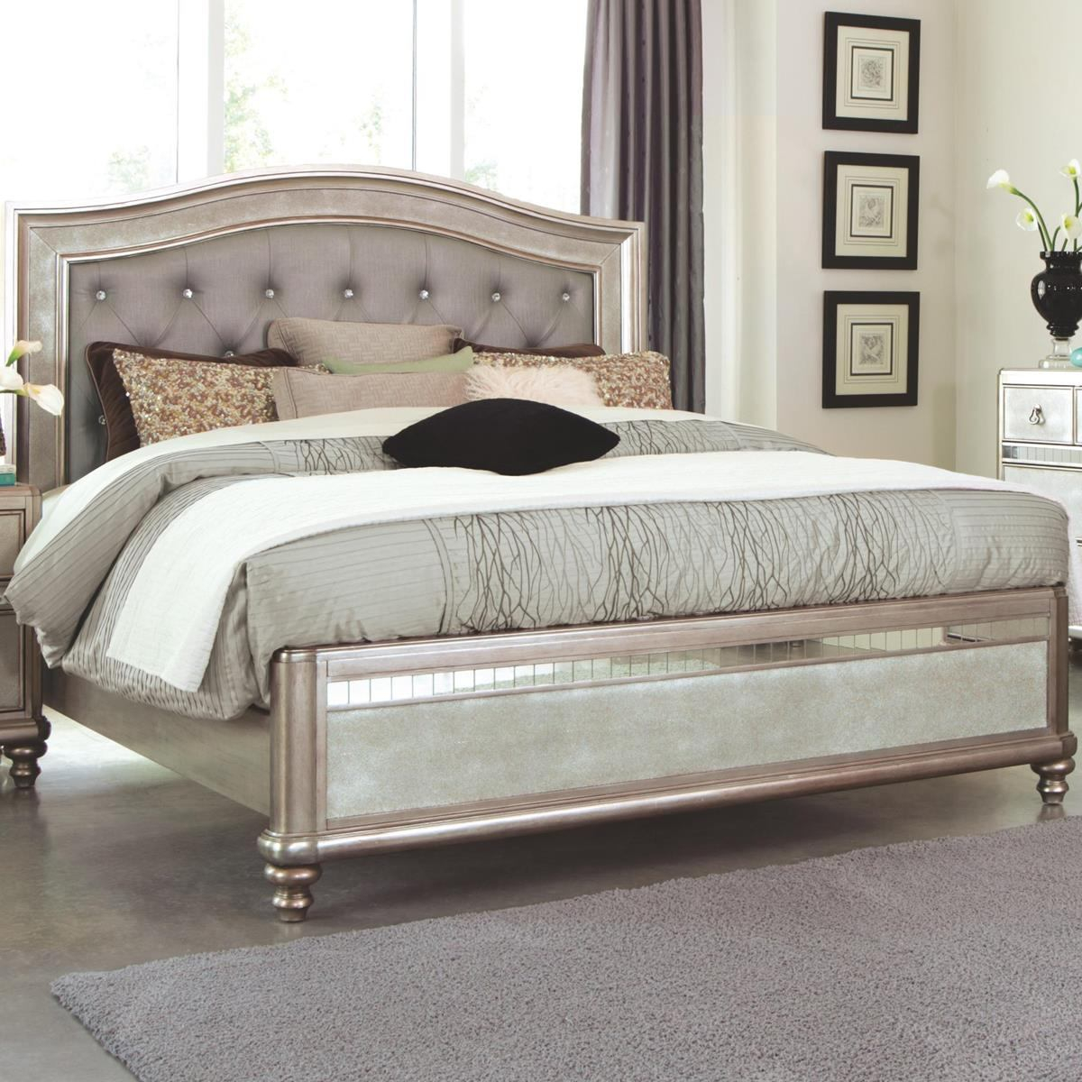 Coaster Furniture Bling Game Queen Button Tufted Bed In Platinum Metallic 204181q Special within measurements 1200 X 1200