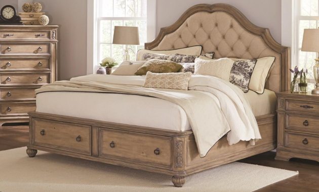 Coaster Furniture Ilana King Storage Bed With Upholstered Headboard In Antique Linen with regard to measurements 1618 X 1618