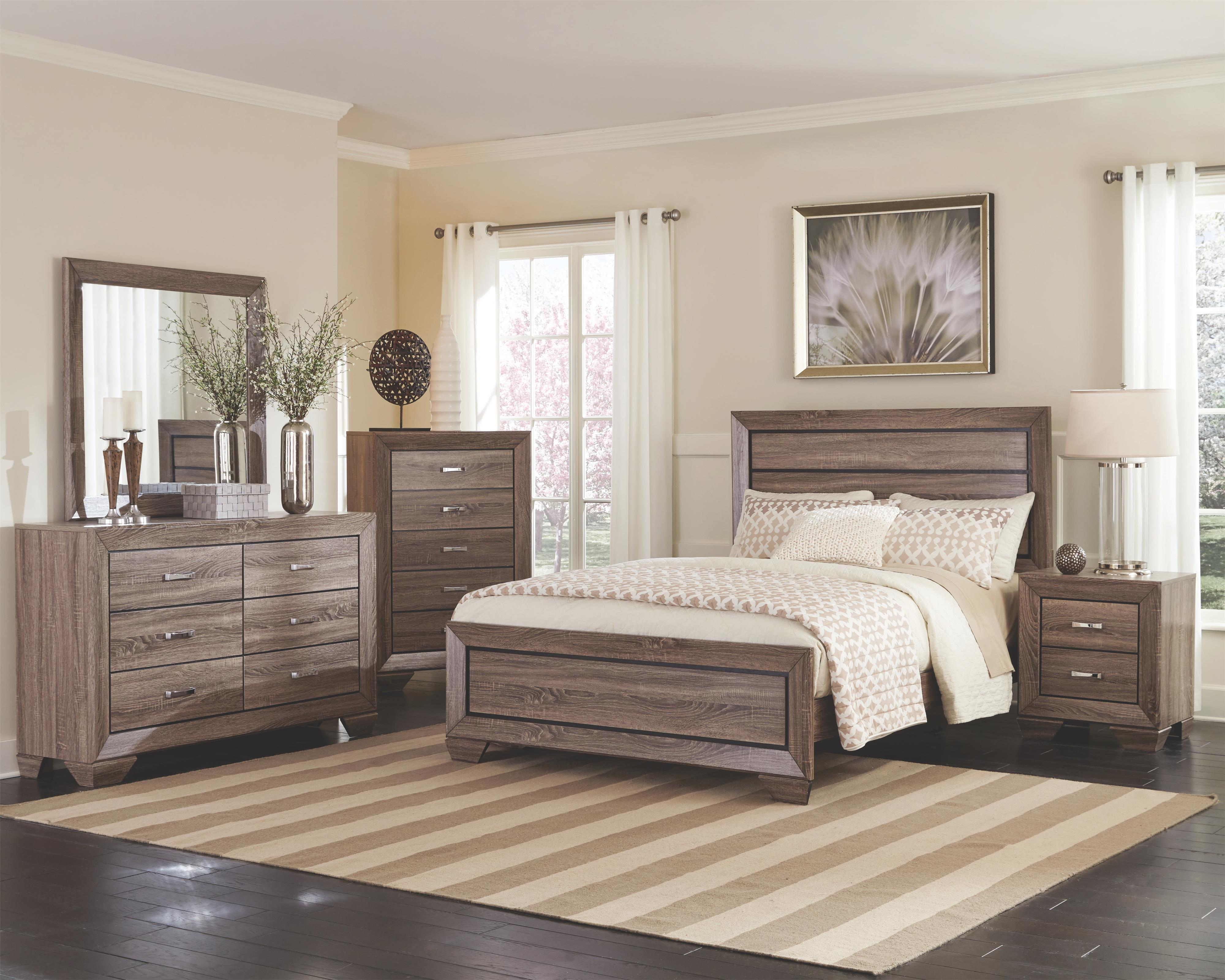 Coaster Furniture Kauffman 4 Piece Panel Bedroom Set In Washed Taupe intended for proportions 4000 X 3199