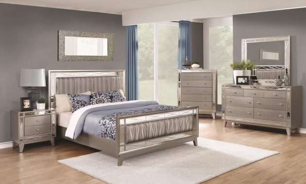 Coaster Furniture Leighton 4 Piece Bedroom Set In Metallic Mercury intended for dimensions 3200 X 2050