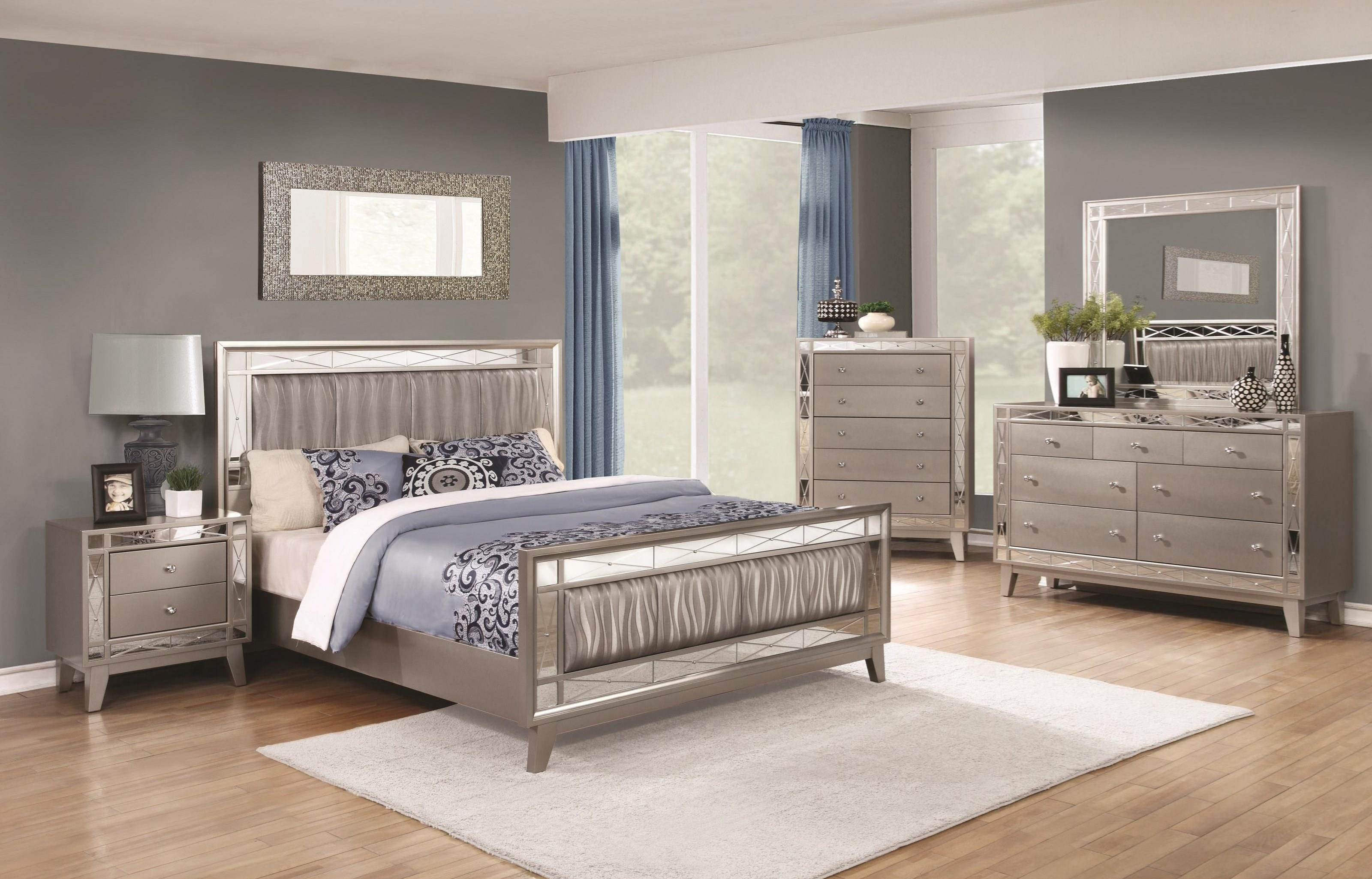 Coaster Furniture Leighton 4 Piece Bedroom Set In Metallic Mercury intended for dimensions 3200 X 2050