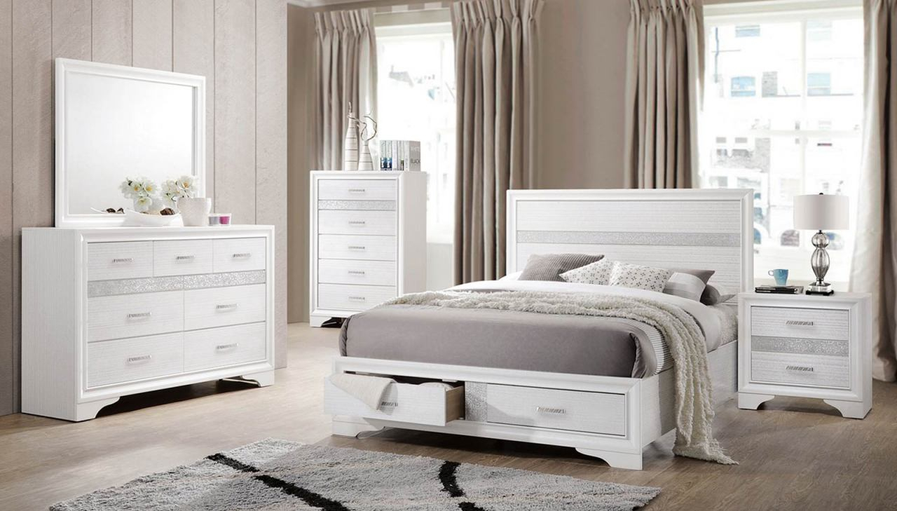 Coaster Furniture Miranda 4pc Storage Bedroom Set In White within measurements 1280 X 729