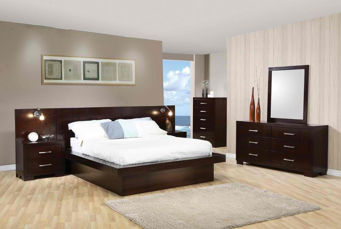 Coaster Jessica Platform Bedroom Set With Rail Seating And Lights In Cappuccino within proportions 1100 X 739