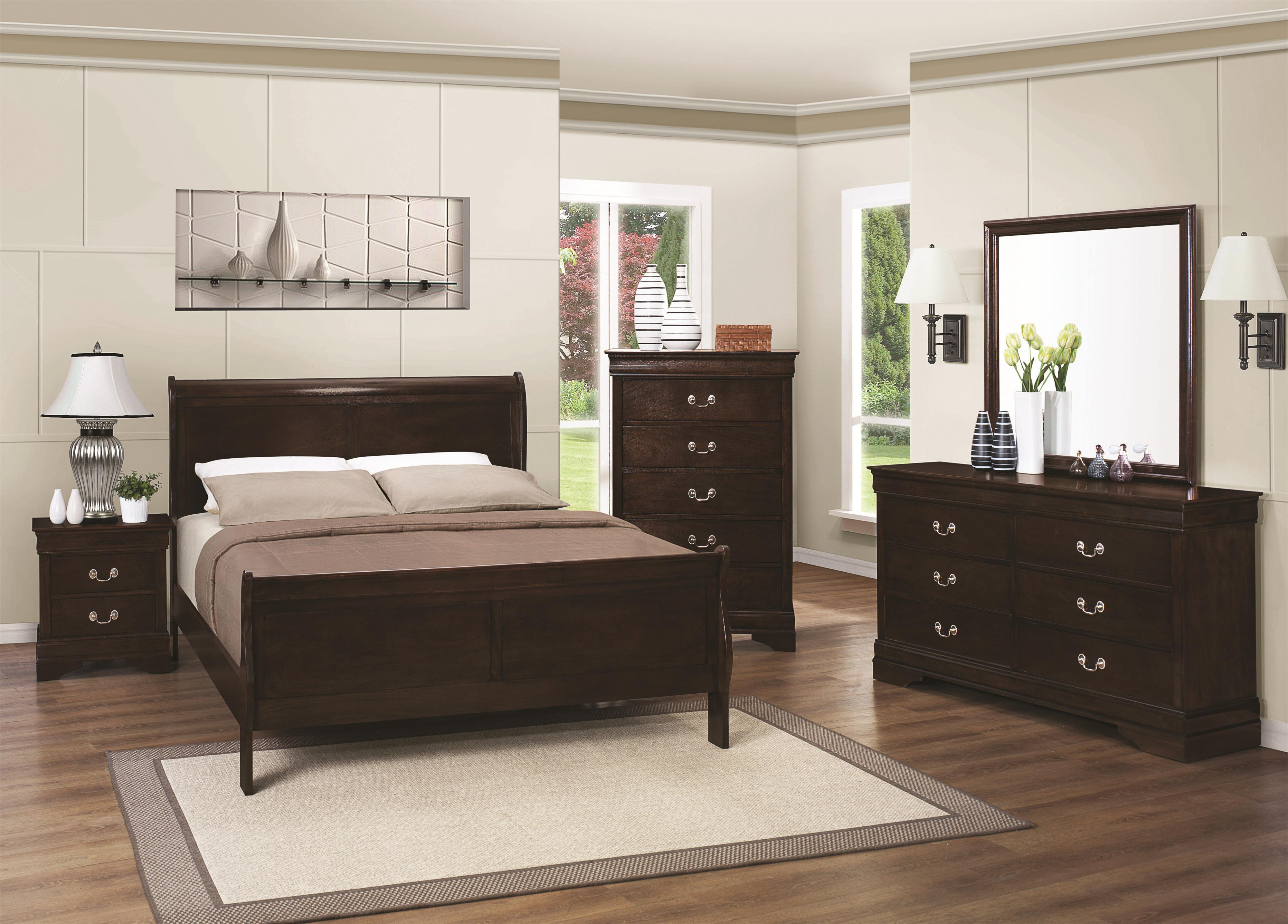 Coaster Louis Philippe 4 Piece Sleigh Bedroom Set In Cappuccino for dimensions 4000 X 2869