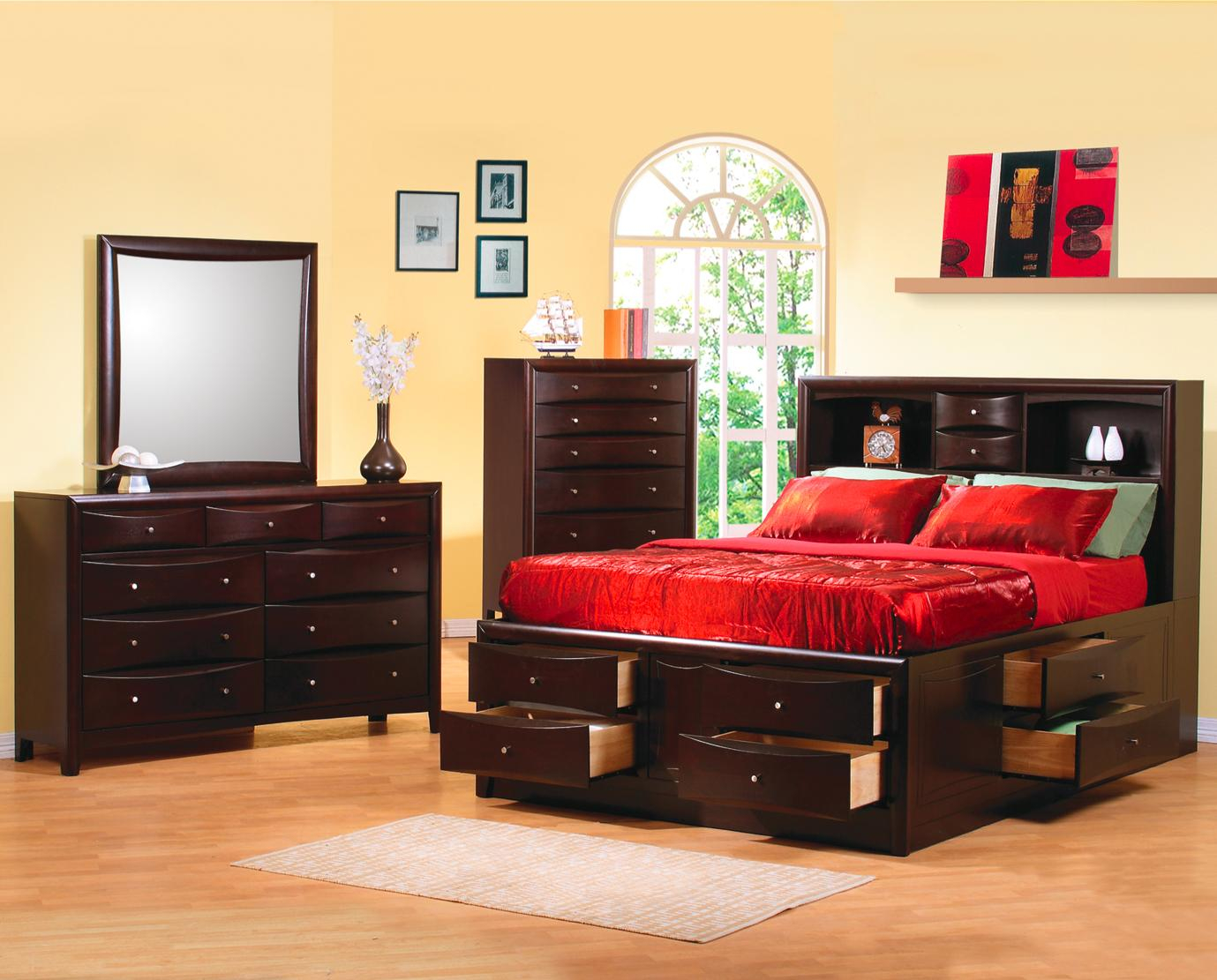 Coaster Phoenix Queen 5pc Bookcase Storage Bedroom Group within size 1379 X 1111