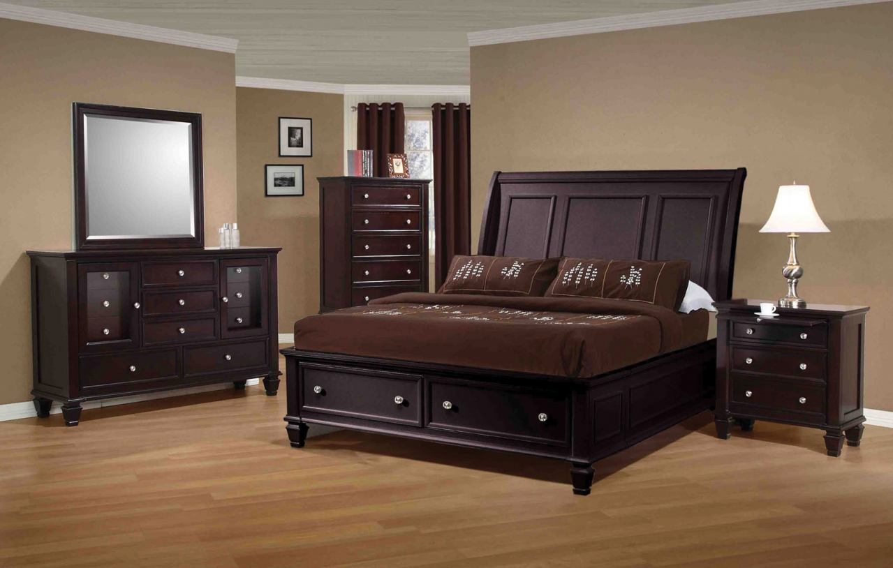 Coaster Sandy Beach Platform Storage Bedroom Set In Cappuccino 201990 within dimensions 1279 X 814