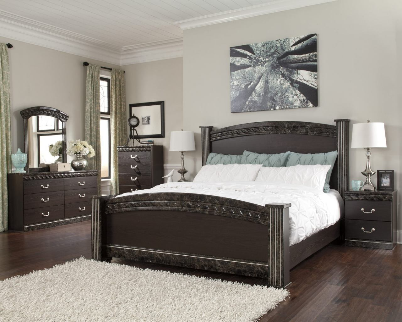 Contemporary Dark Brown Bedroom Set Vachel Poster In Furniture Wall for dimensions 1280 X 1024