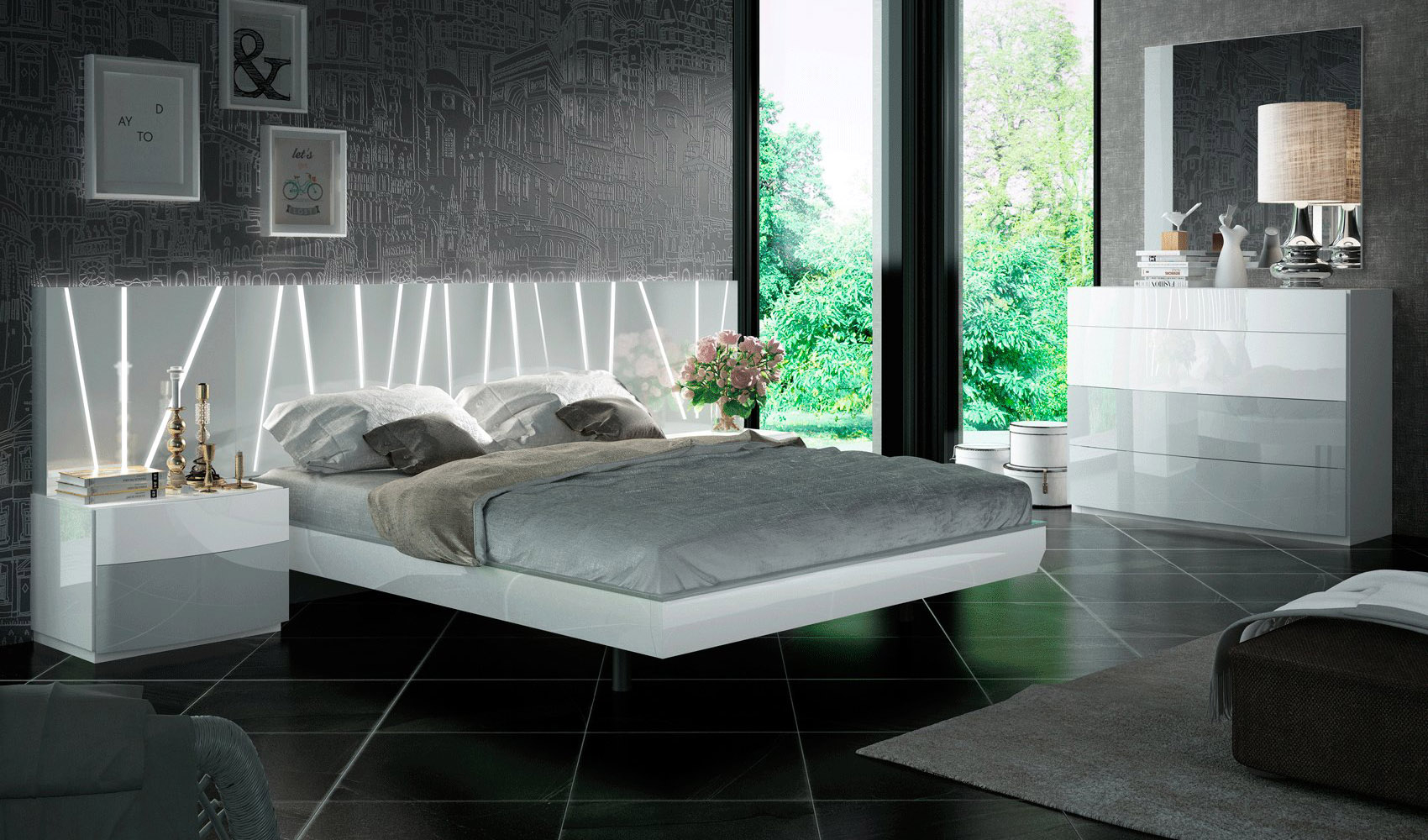 Contemporary European Style Bedroom Set with measurements 1700 X 1000