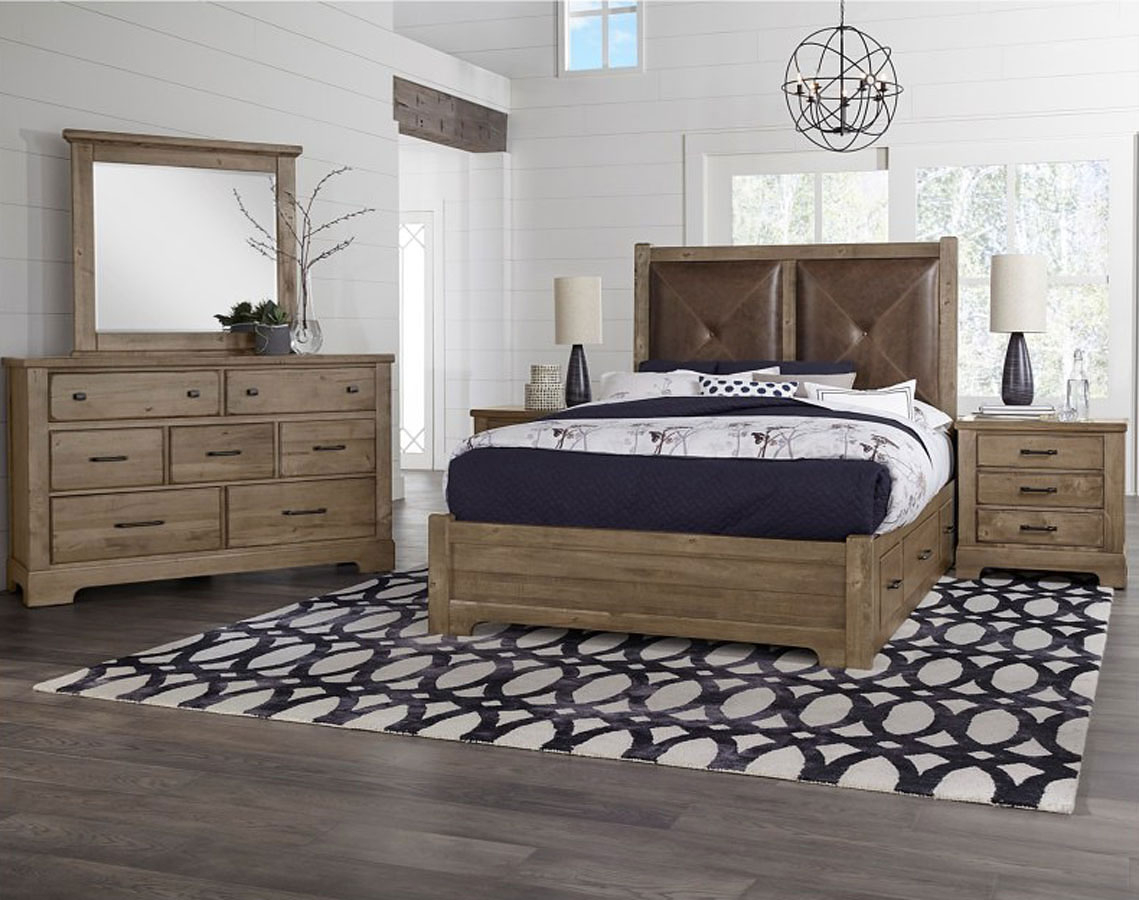 Cool Rustic Leather Headboard Bedroom Set W 2 Side Storage Units Stone Grey inside measurements 1139 X 900