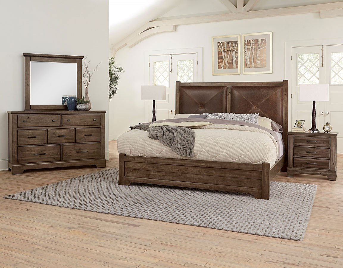 Cool Rustic Leather Headboard Panel Bedroom Set Mink with regard to size 1152 X 900