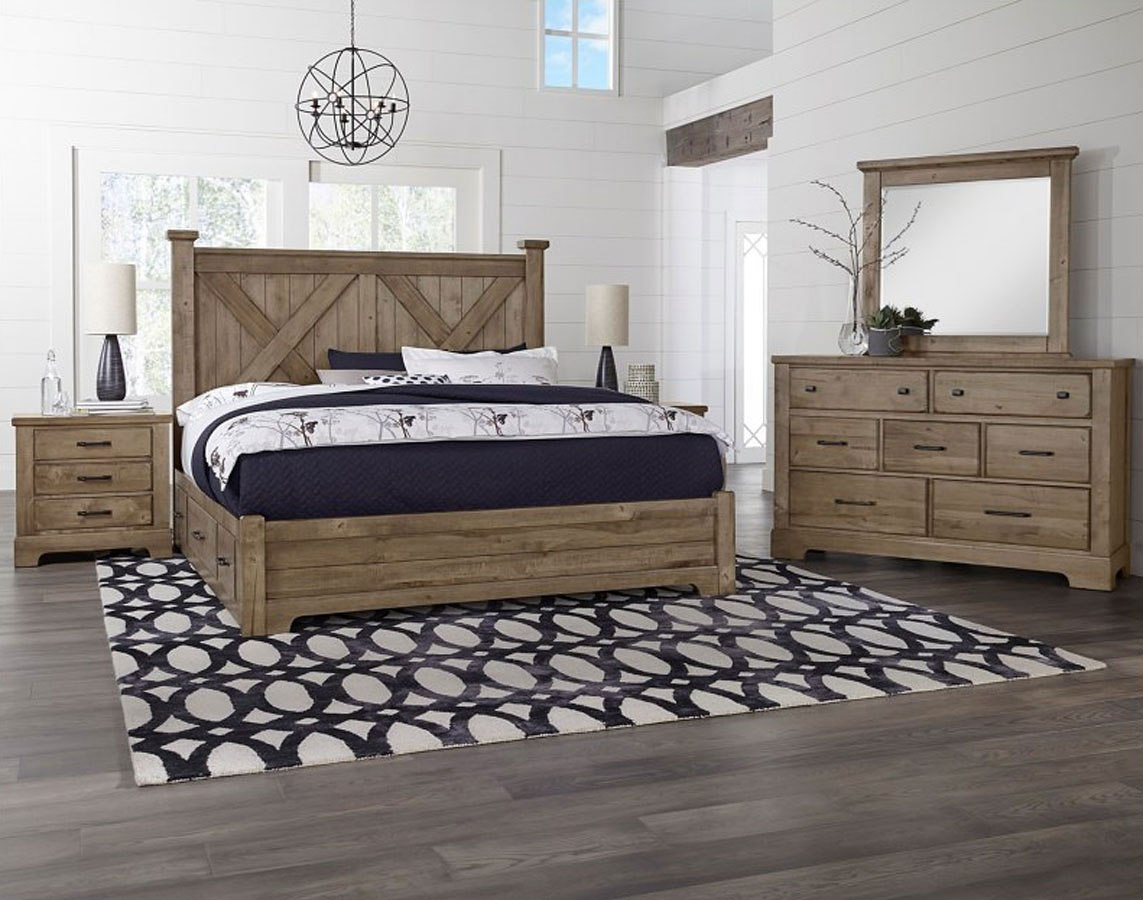 Cool Rustic X Style Bedroom Set W One Side Storage Stone Grey intended for measurements 1143 X 900