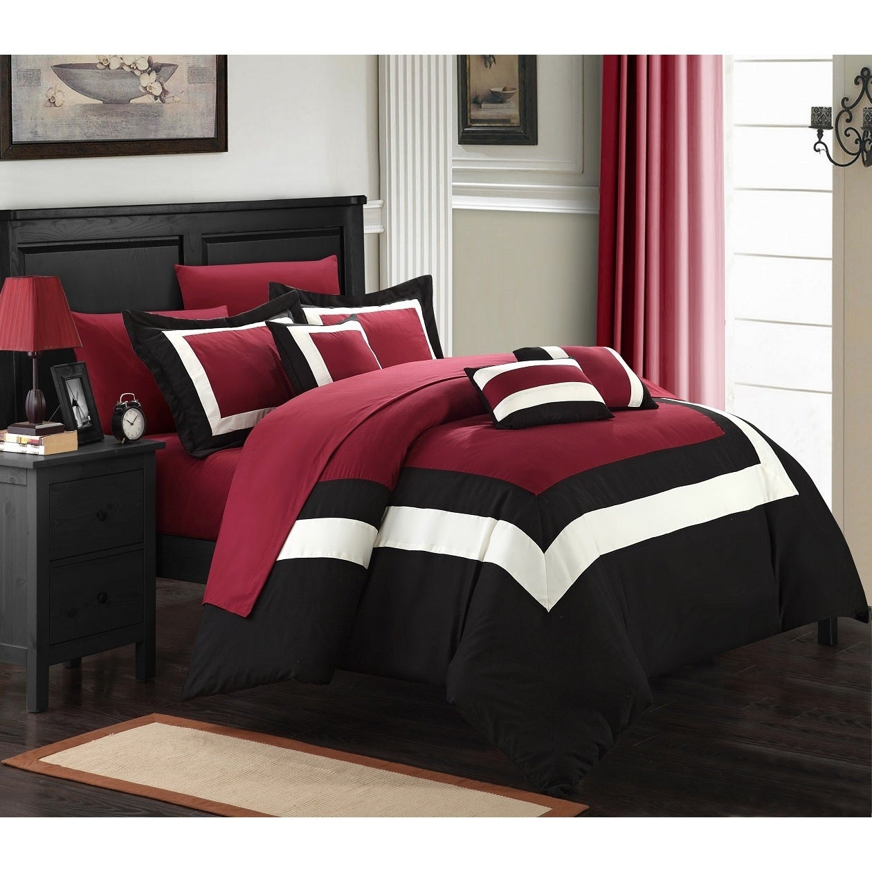 Copper Grove Minesing Red White Black 10 Piece Bed In A Bag With Sheet Set throughout size 1260 X 1260