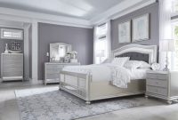 Coralayne 4 Piece Upholstered Panel Bedroom Set In Silver intended for size 1280 X 854