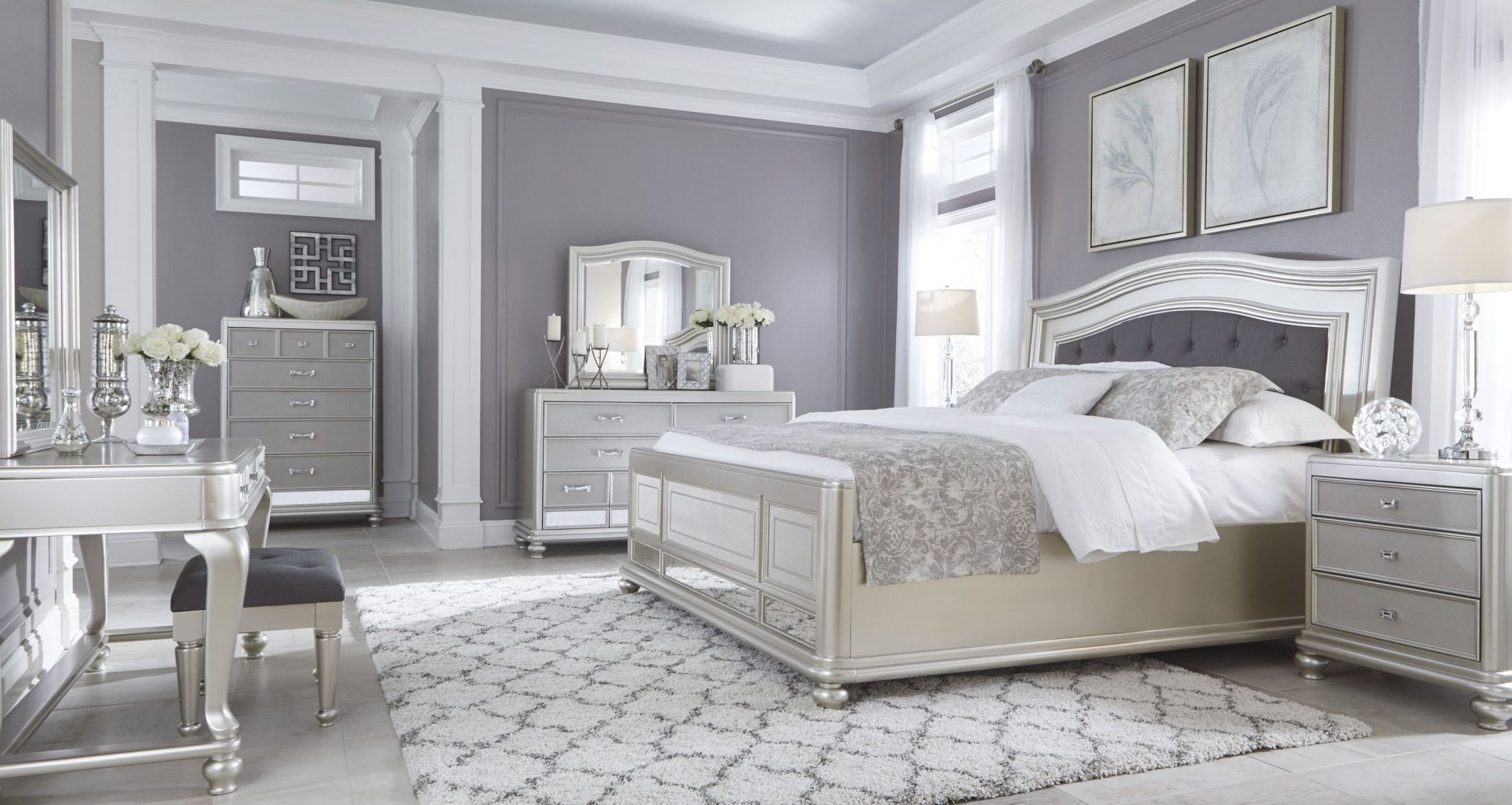 Coralayne Silver Bedroom Set intended for sizing 2200 X 1172