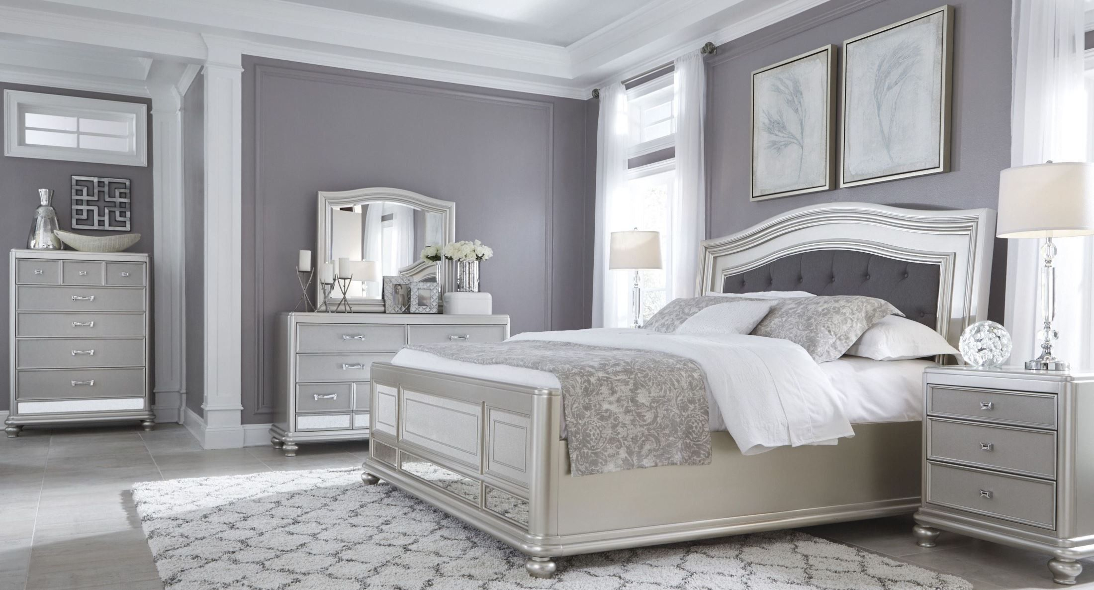 Coralayne Silver Bedroom Set Room Silve in measurements 2200 X 1186