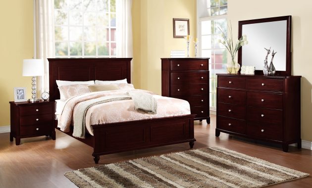 Country Living Bedroom Furniture Classic Dark Brown Color 4pc Set Queen Size Bed Dresser Mirror Nightstand pertaining to size 2362 X 1531