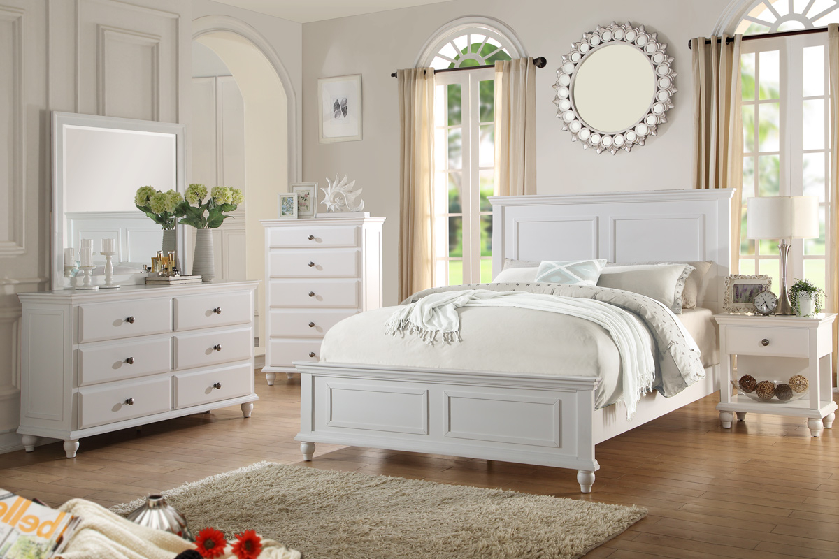 Country Living Bedroom Furniture Classic White Color 4pc Set Queen Size Bed Dresser Mirror Nightstand inside size 1200 X 800