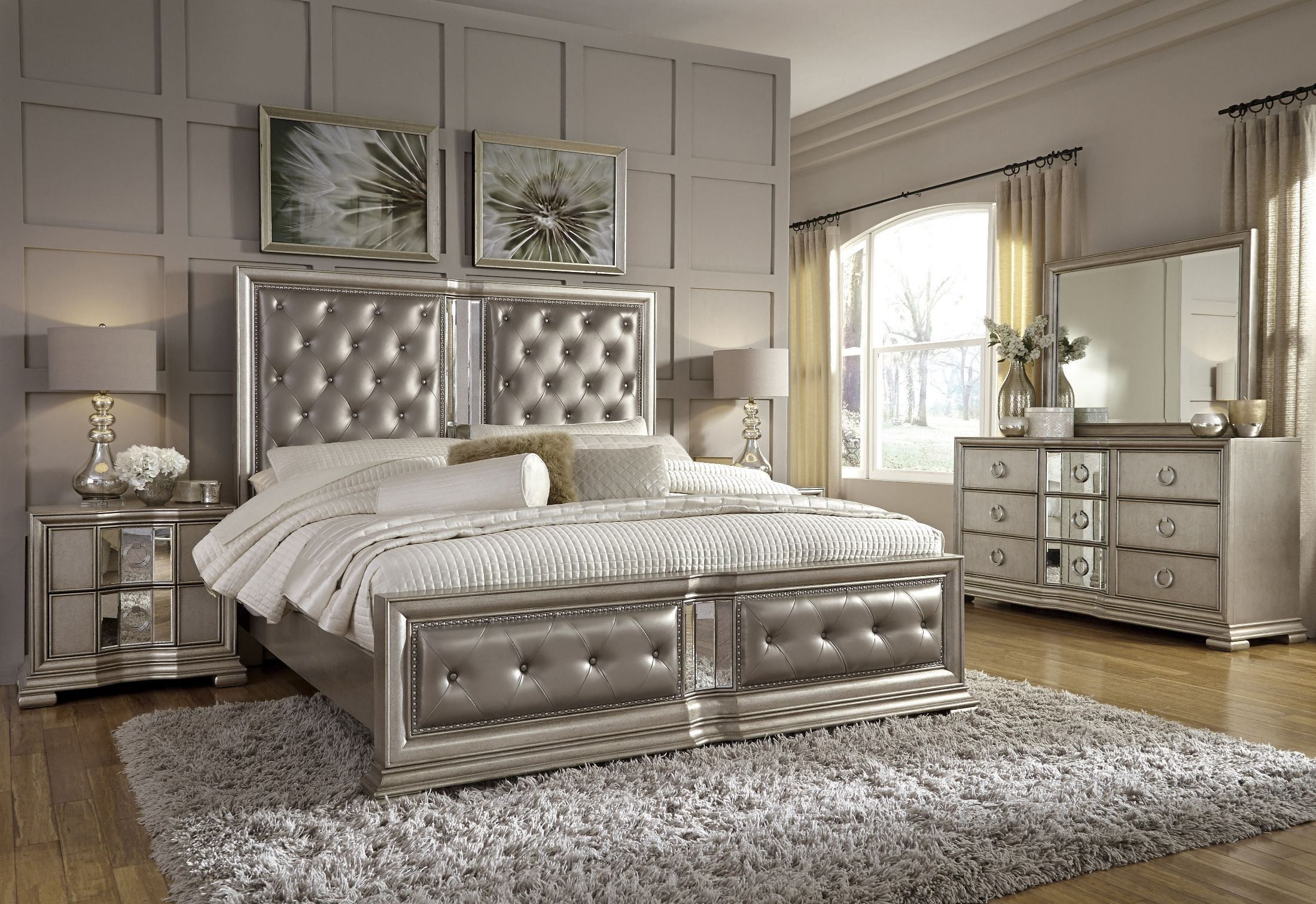 Couture Silver Panel Bedroom Set Bedroom In 2019 Mirrored for proportions 2200 X 1512