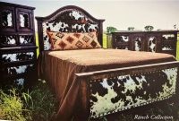 Cowhide Headboard Footboard Bed Set Western Furniture Rustic within size 1522 X 932