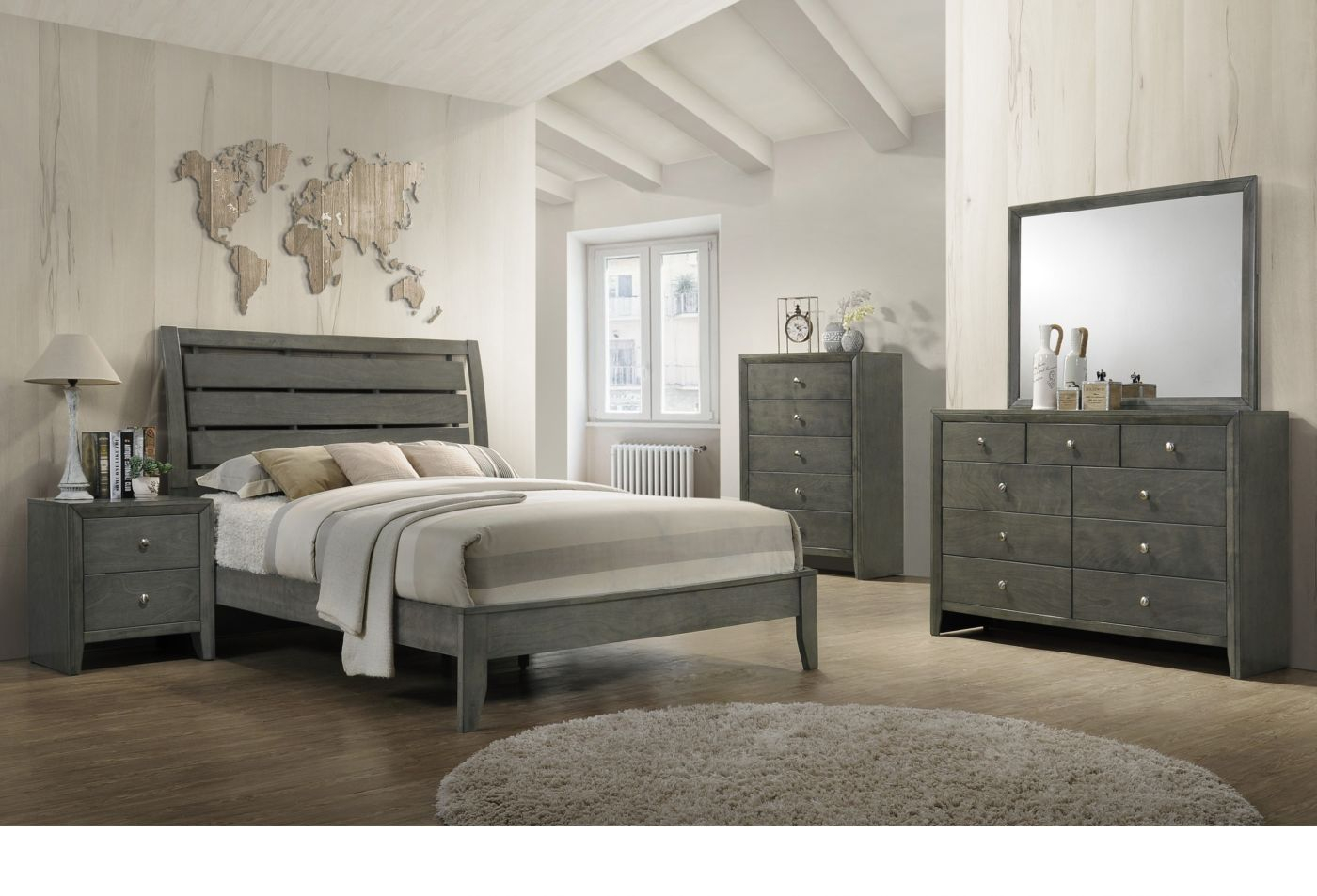 Crown Mark B4720 Evan Grey Bed Set Twinfull with size 1400 X 953