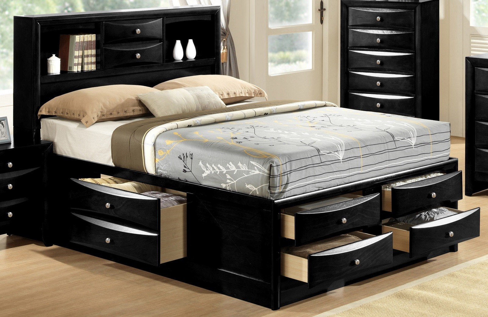Crown Mark Furniture Emily Captains Bedroom Set In Black throughout sizing 1600 X 1042