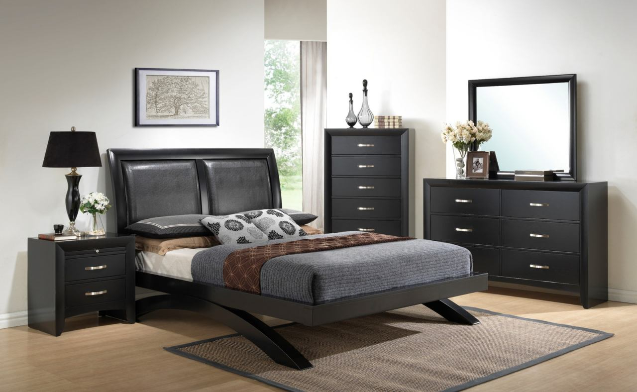 Crown Mark Furniture Galinda 4 Piece Arch Bedroom Set In Black in dimensions 1280 X 788