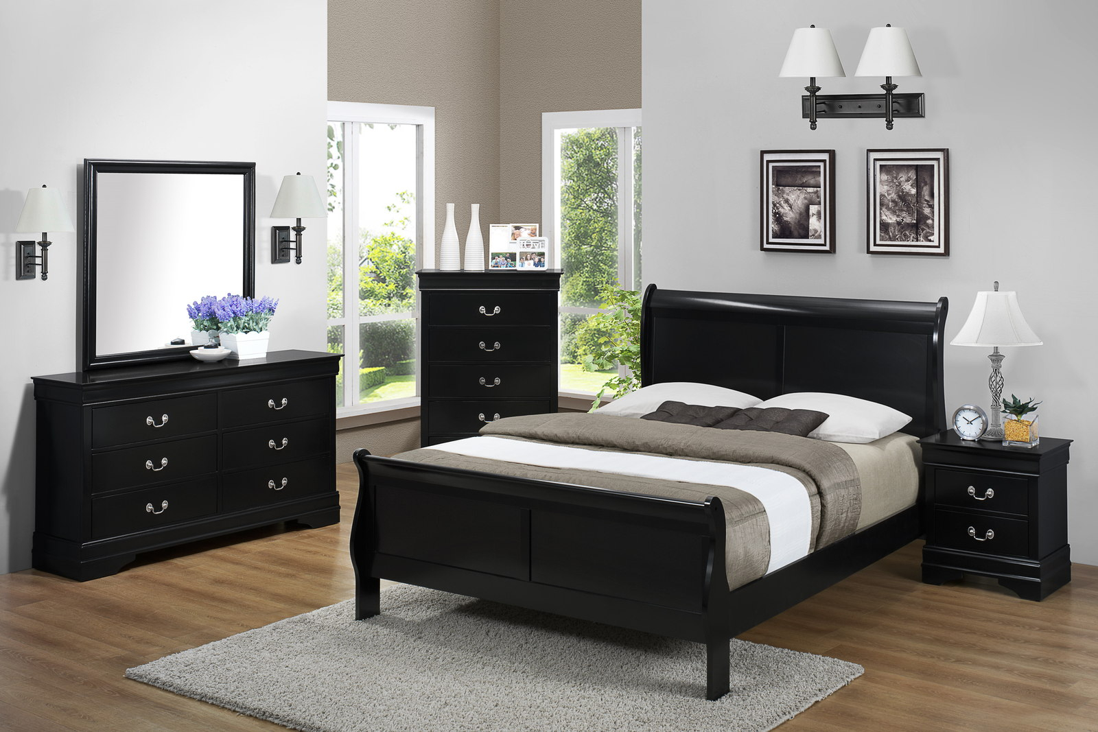 Crown Mark Furniture Louis Philip Bedroom Set In Black regarding sizing 1600 X 1067