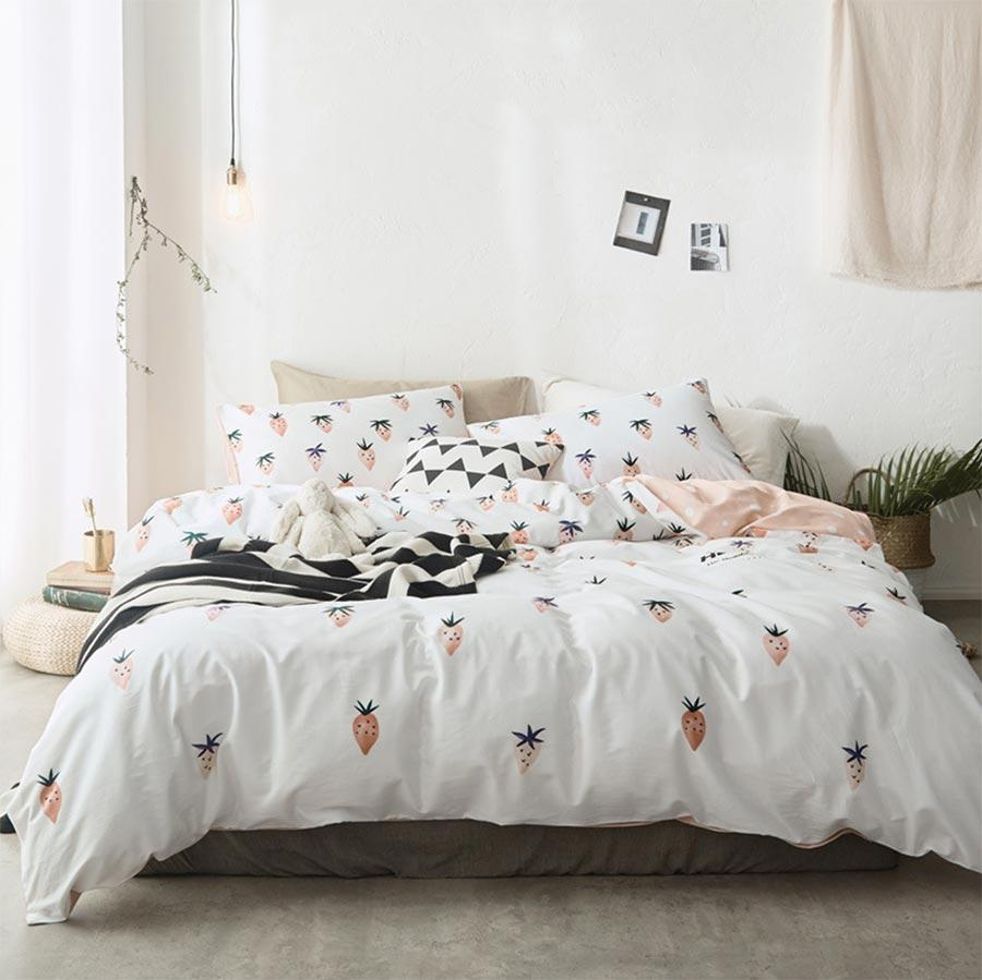 Cute Strawberry Bedding Set Cotton Adult Teentwin Full Queen King Single Double Home Textile Bed Sheet Pillow Case Duvet Cover for dimensions 900 X 899