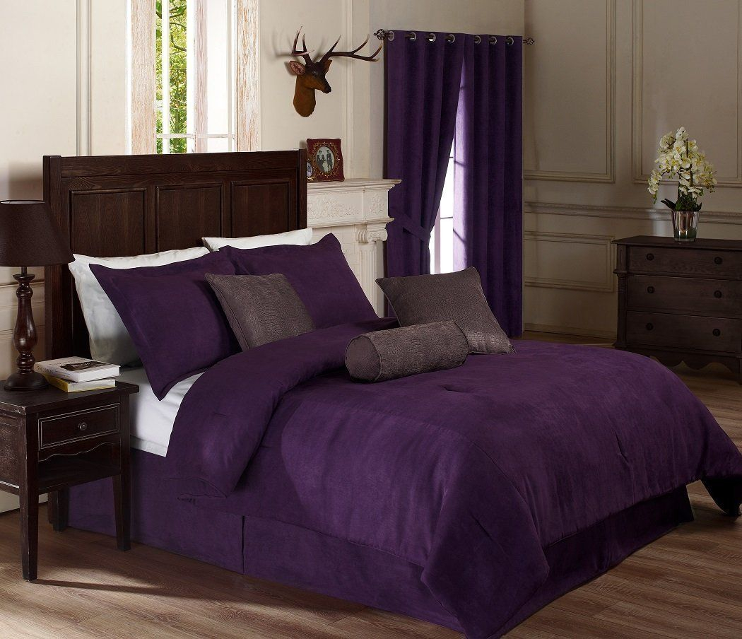 Dark Purple Comforter Sets Queen Adia Purple Comforter Purple inside measurements 1050 X 904