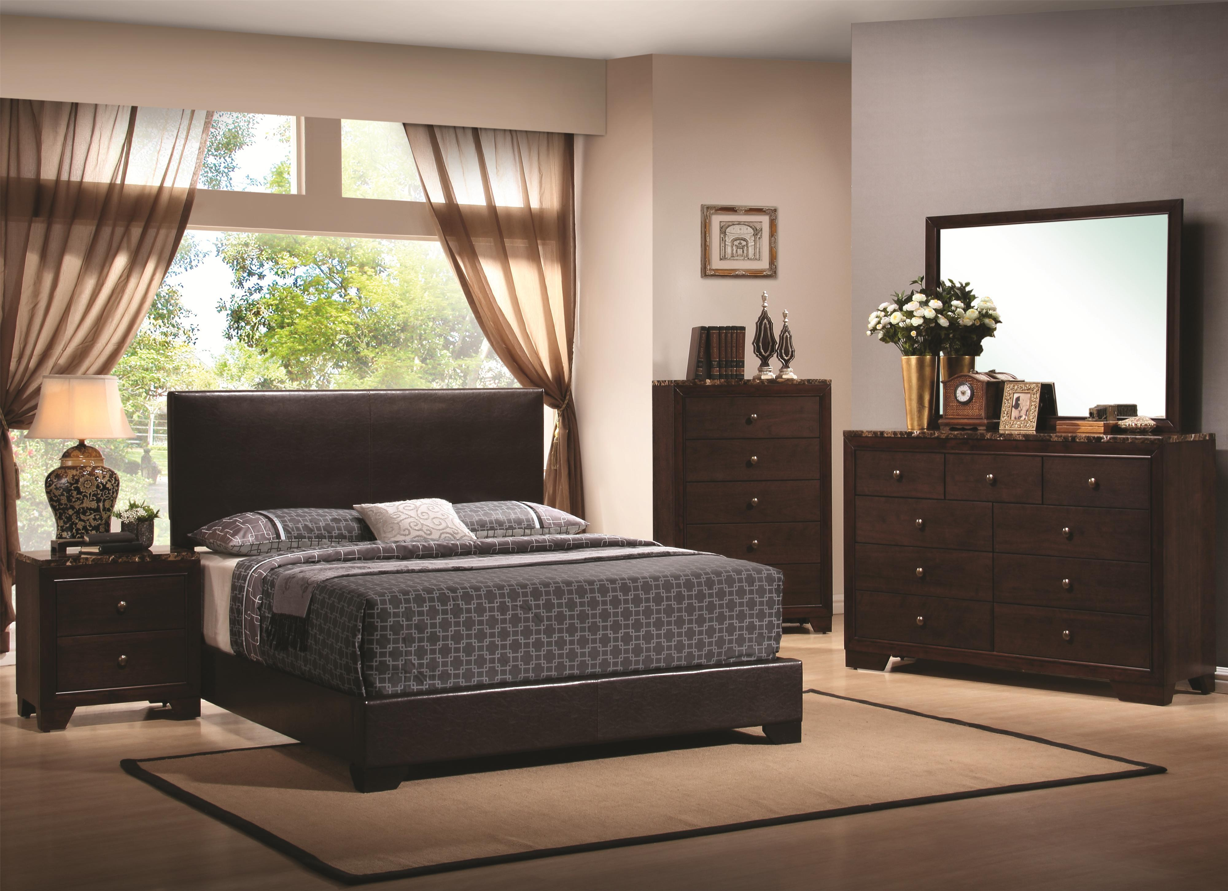 Dark Walnut Upholstered Bedroom Set intended for measurements 4000 X 2903