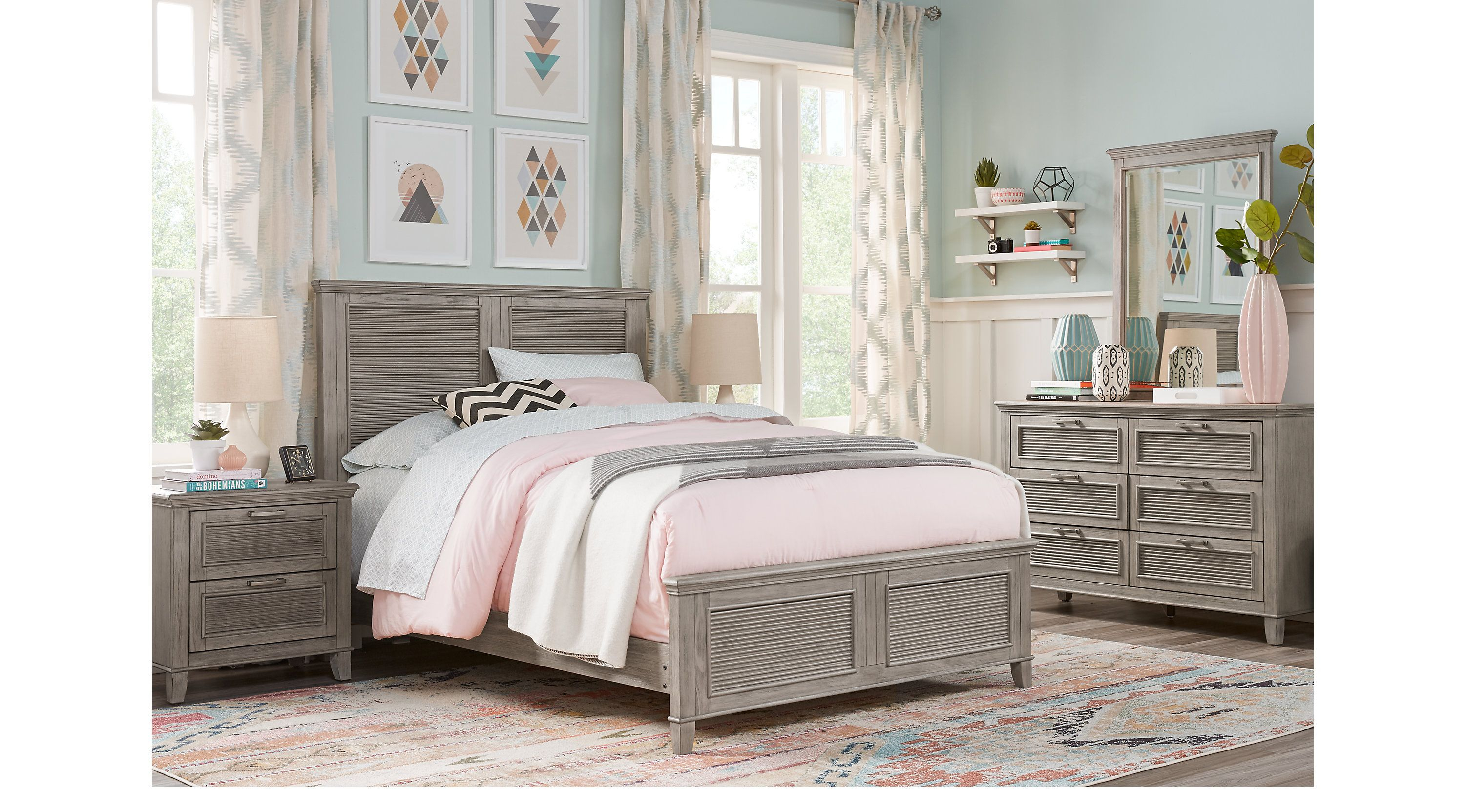 Dashel Gray 5 Pc Twin Panel Bedroom Teen Bedroom Sets Colors with regard to measurements 3000 X 1663