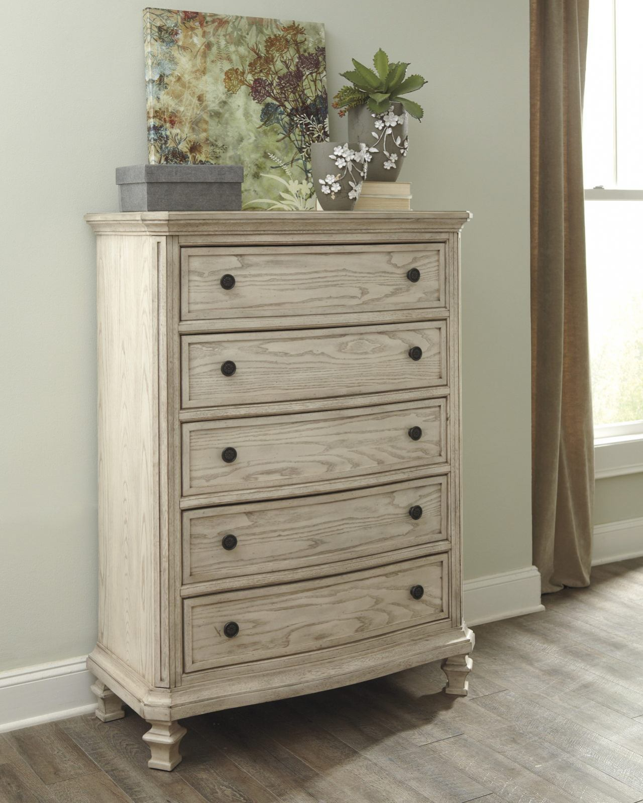 Demarlos Five Drawer Chest In Parchment White B693 46 intended for proportions 1280 X 1599