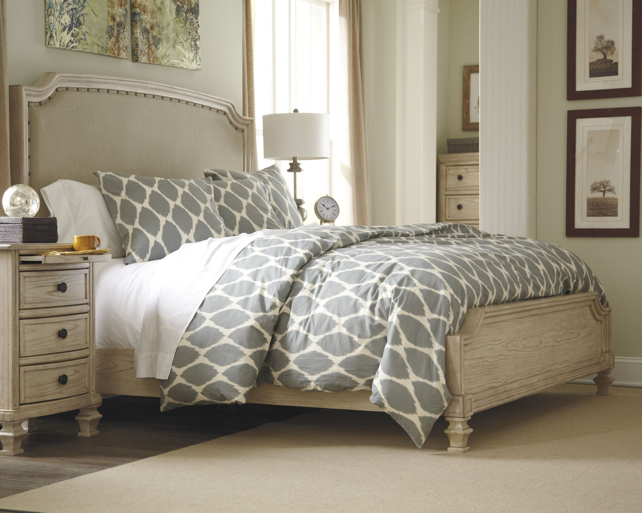 Demarlos King Upholstered Panel Bed regarding sizing 2200 X 1760