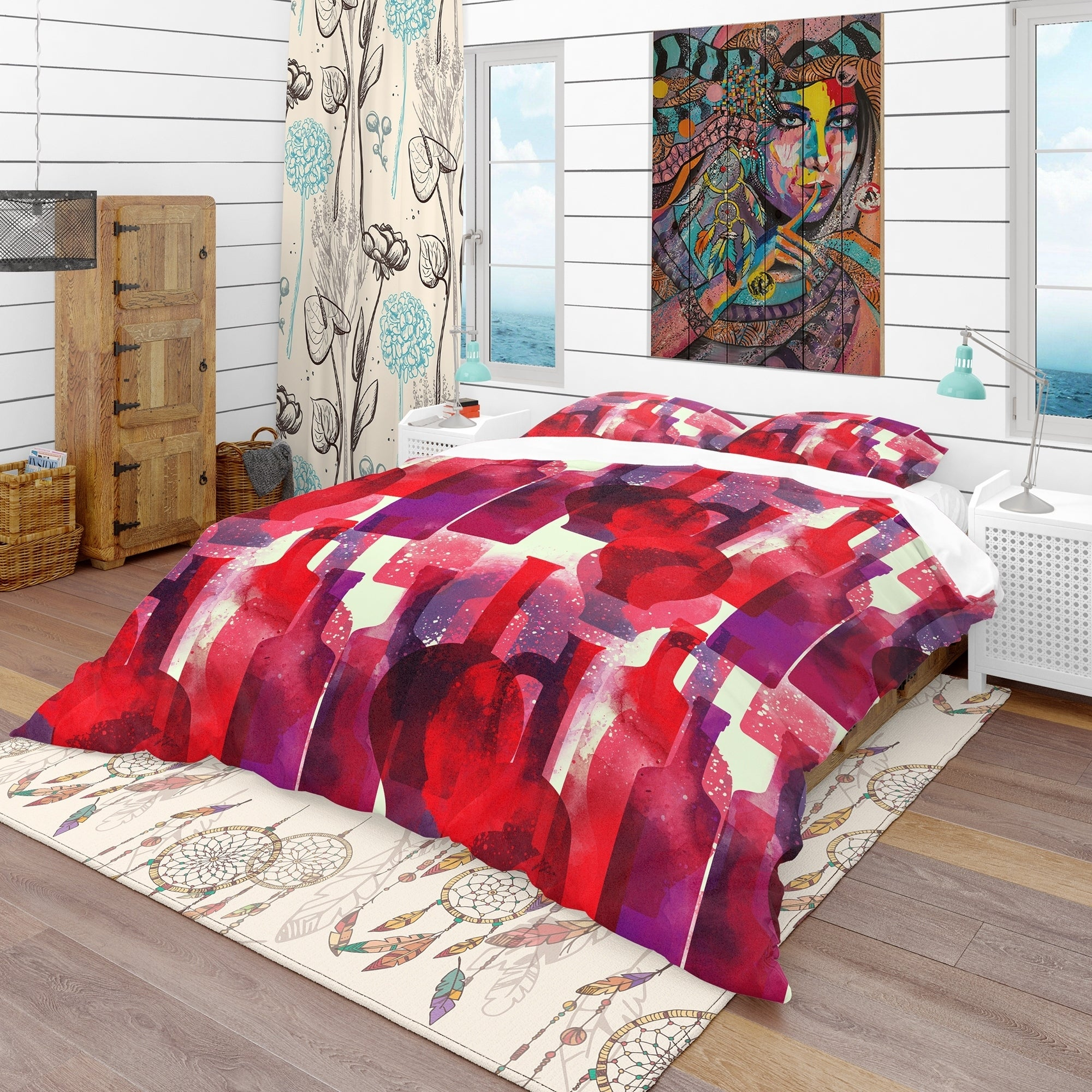 Designart Imprints Of Wine Bottles Bohemian Eclectic Bedding Set Duvet Cover Shams pertaining to sizing 2000 X 2000