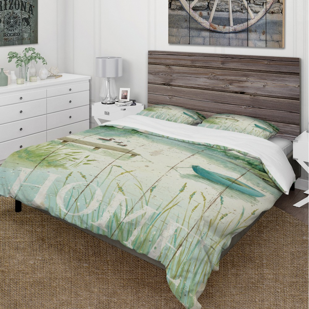Designart Lakeside Boats Welcome Home Cottage Comforter Bedding Set for size 1000 X 1000