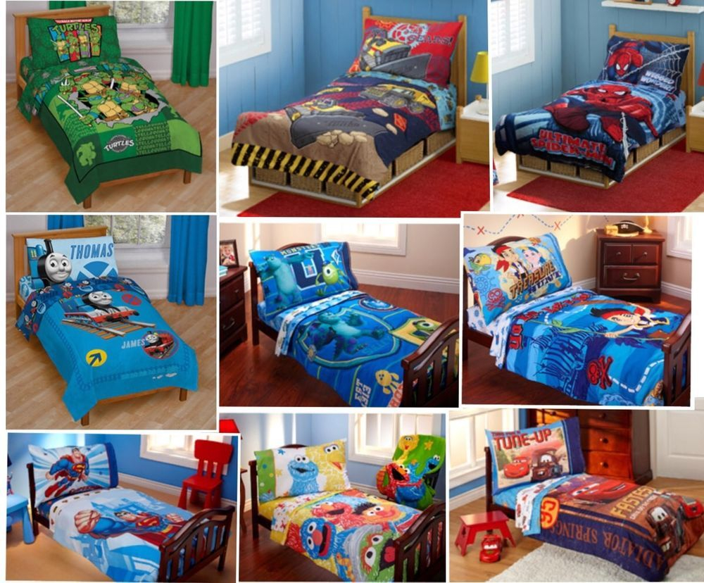 Details About 4pc Boys Toddler Bedding Set Comfortersheets Bed In A in proportions 1000 X 828