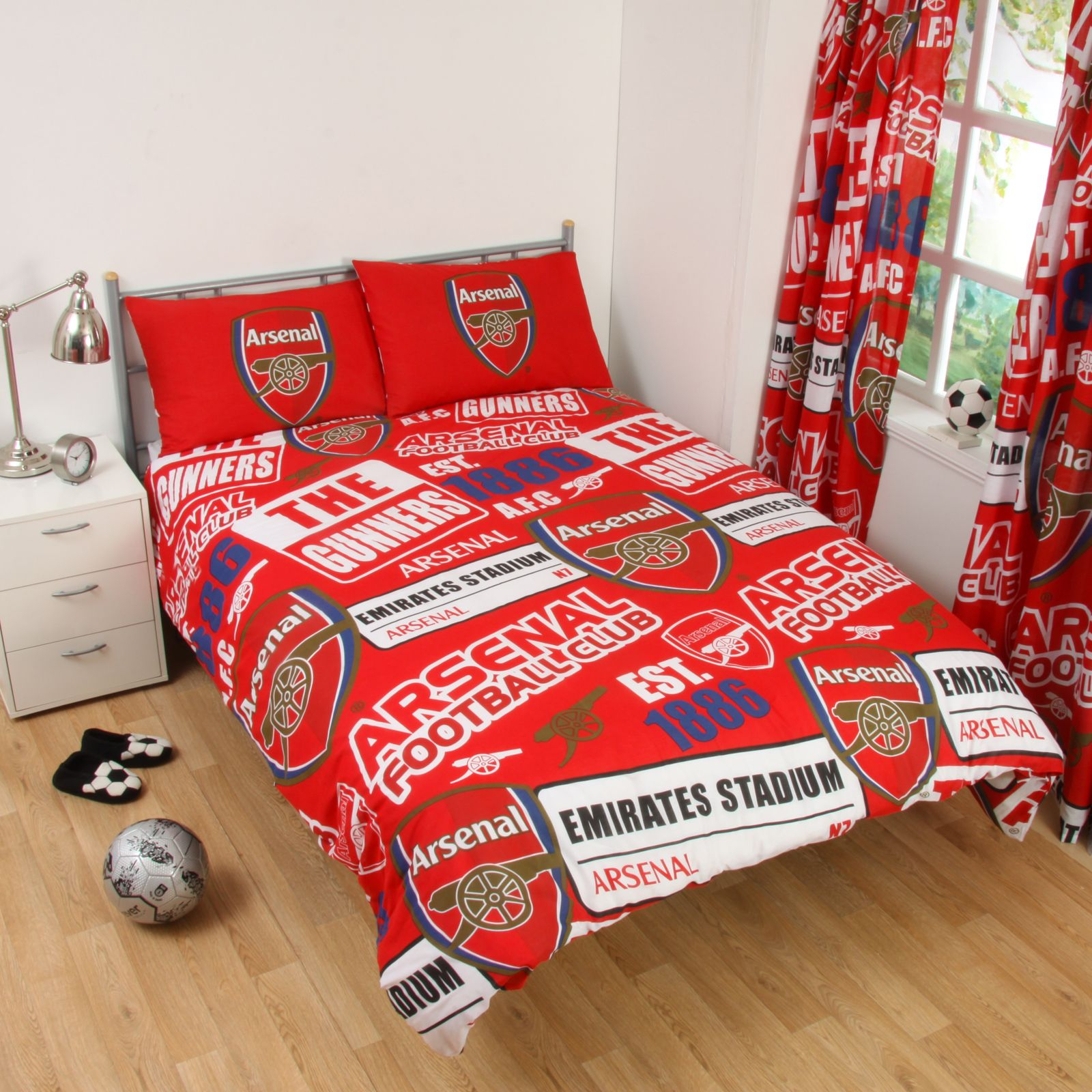 Details About Arsenal Fc Patch Double Duvet Cover Set New Football Bedding within size 1600 X 1600