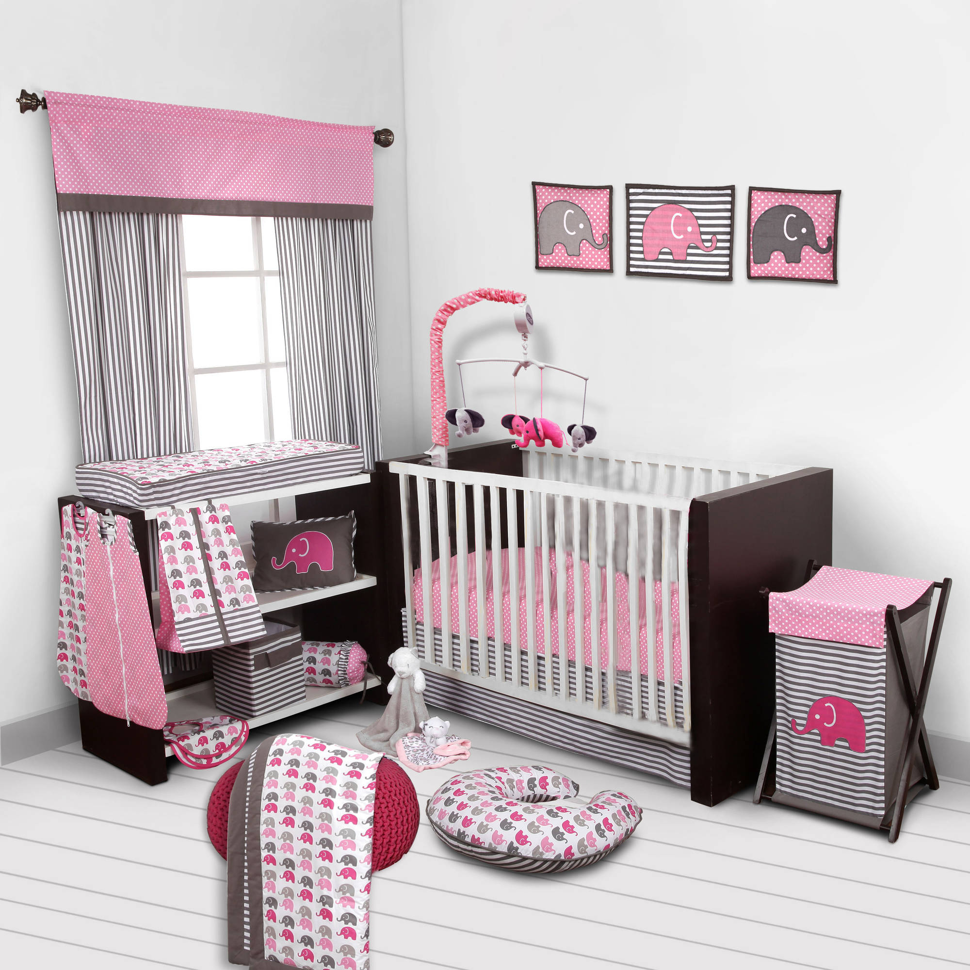 Details About Ba Girl Bedding Bedroom Set Nursery Elephants Pink Infant Room Crib Kids 10 P in measurements 2000 X 2000
