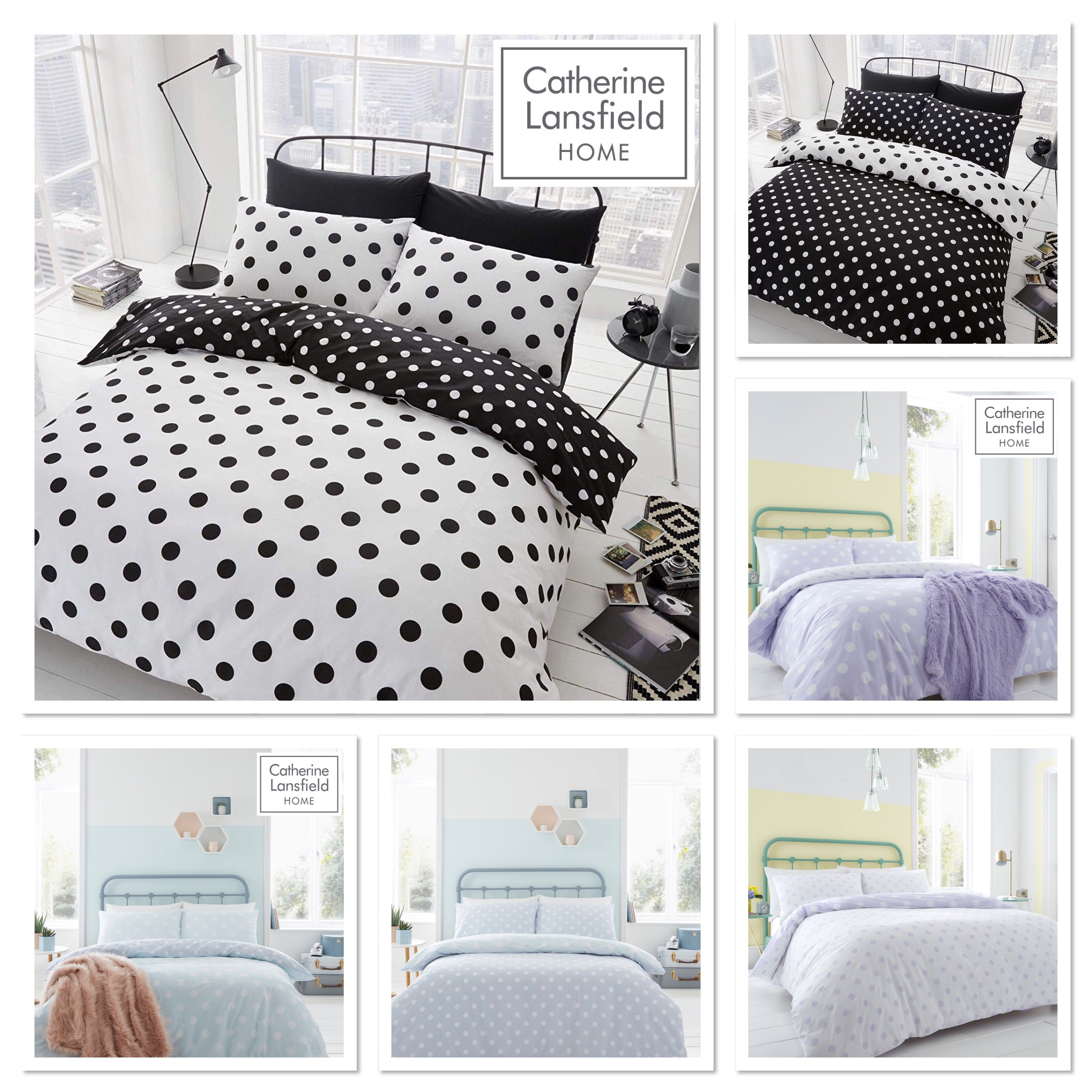 Details About Catherine Lansfield Polka Dot Easy Care Duvet Cover Bed Set 3 Colours Available inside size 3264 X 3264