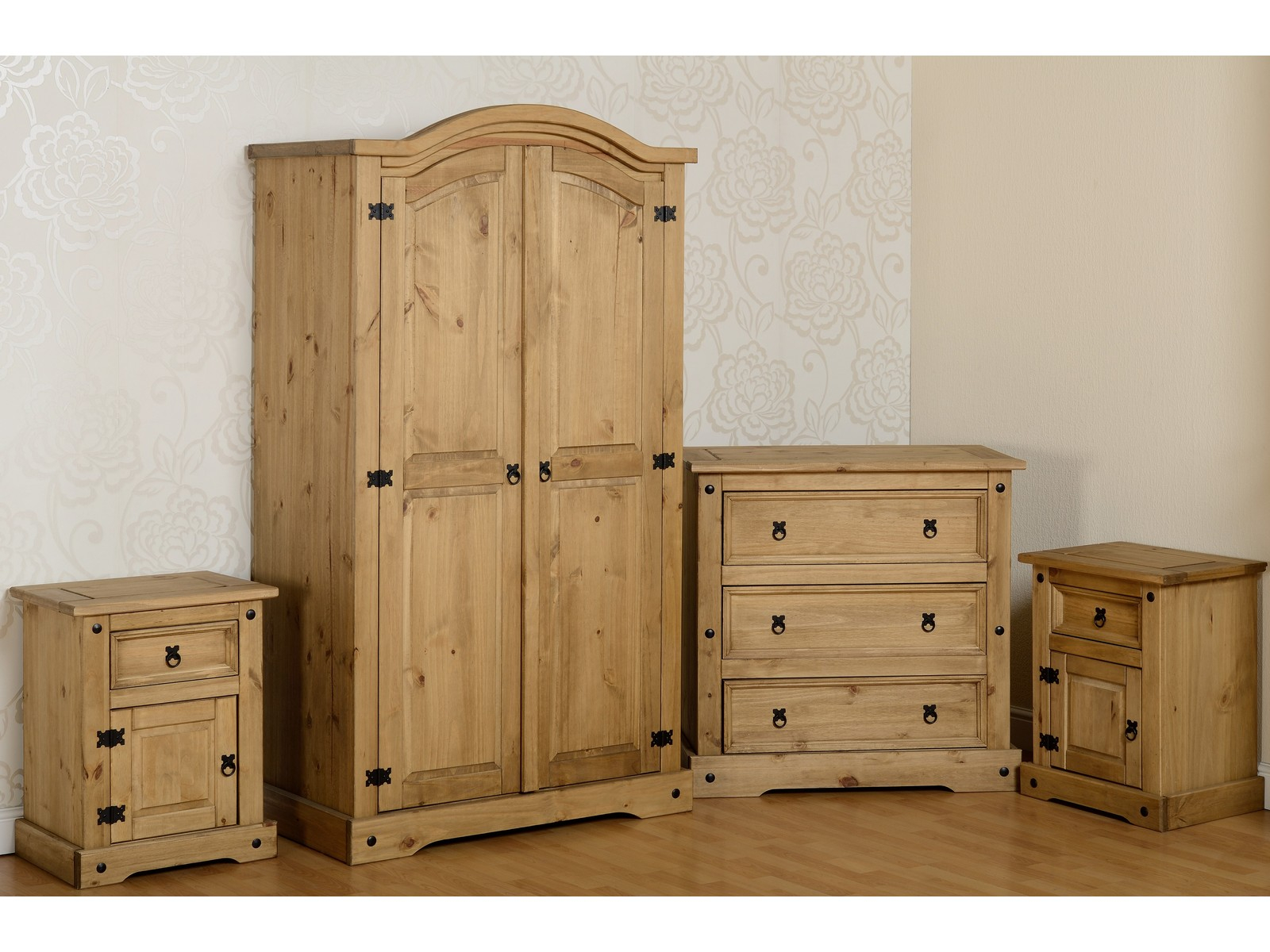 Details About Corona Mexican Pine 4 Piece Bedroom Furniture Set Wardrobe Chest Bedside Pair with regard to dimensions 1600 X 1200