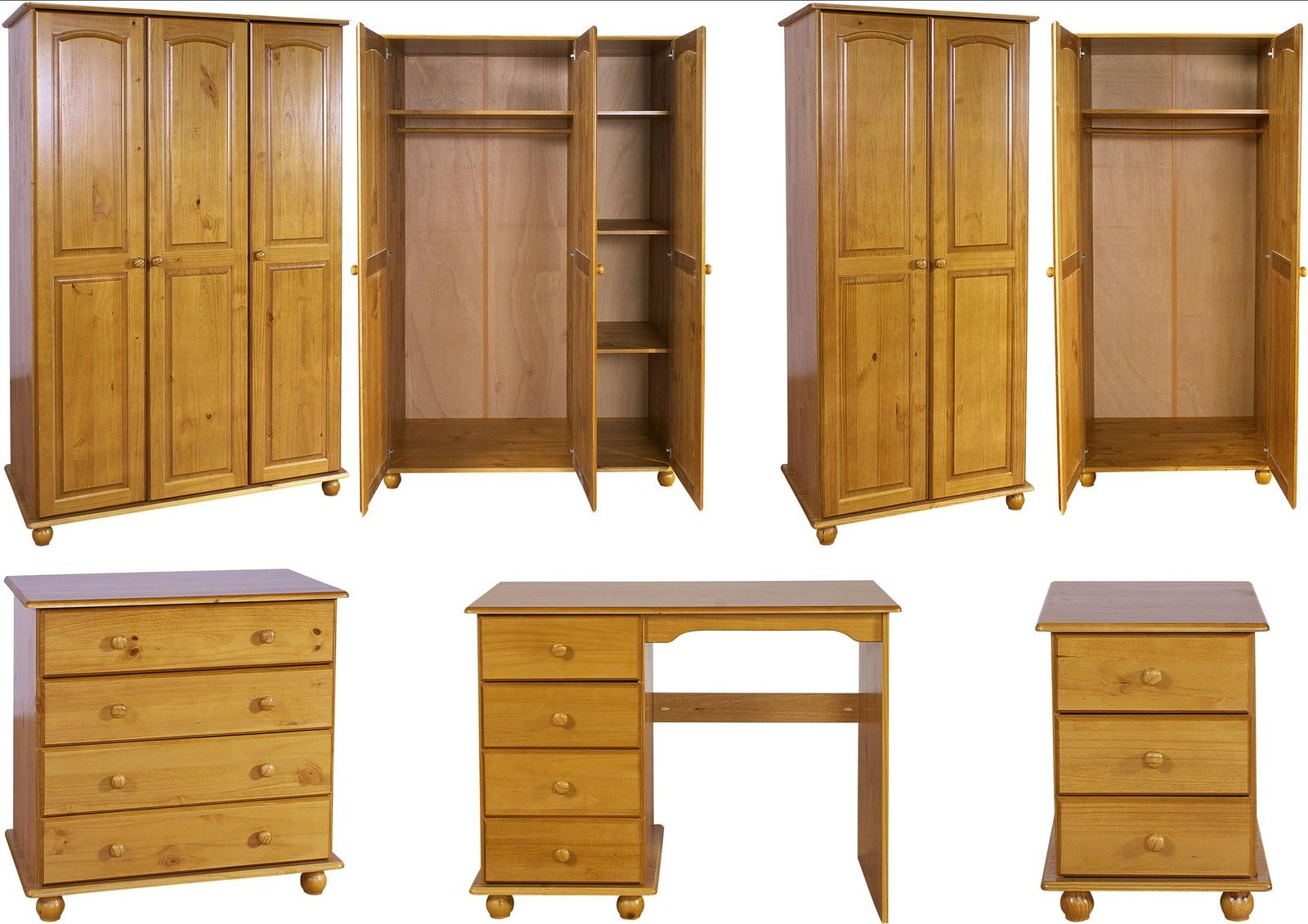 Details About Hampshire Solid Antique Pine Bedroom Furniture Wardrobe Drawers Bedside Desk Set throughout sizing 1600 X 1131