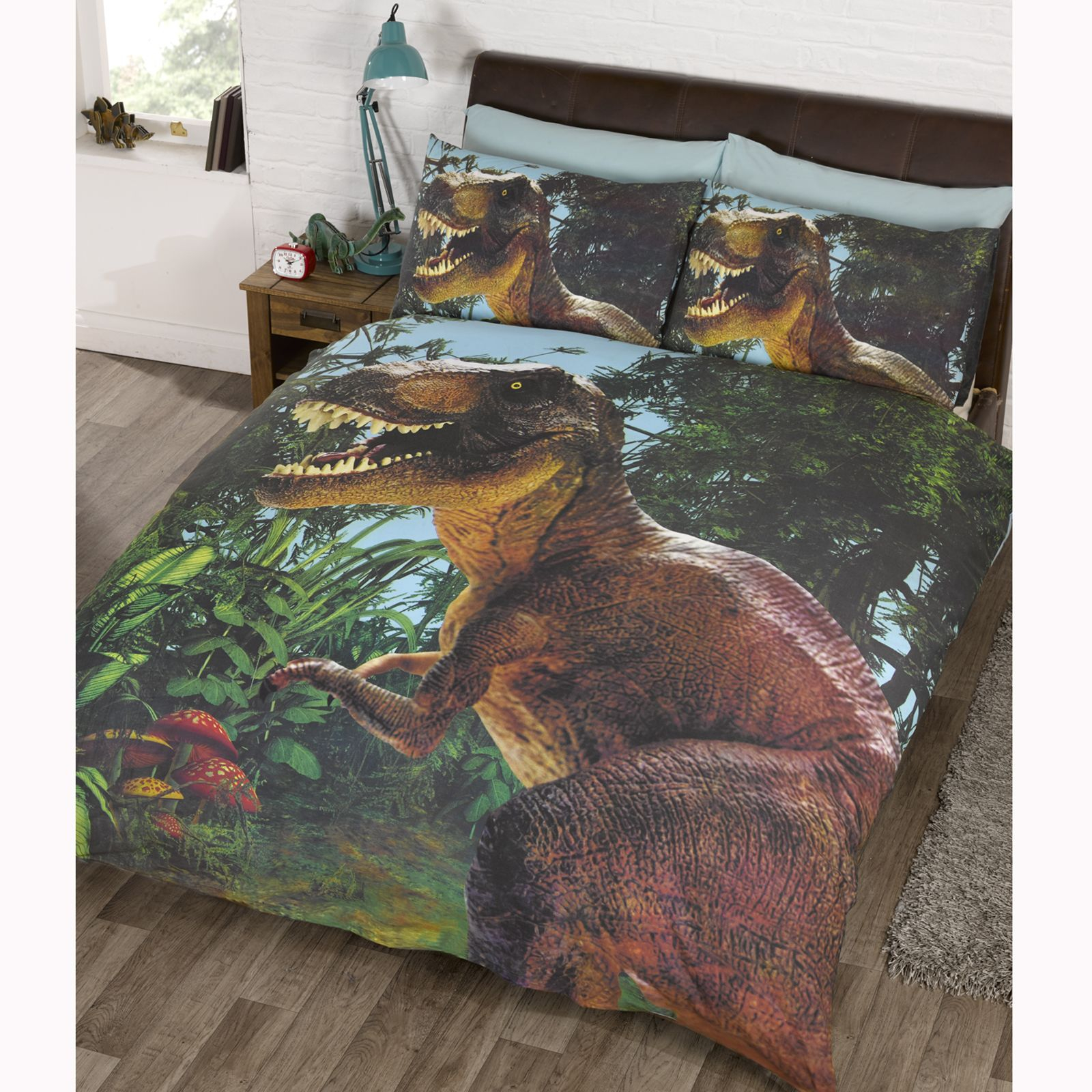 Details About Jurassic T Rex Dinosaur Duvet Cover Sets In Single Or Double Size Kids Bedroom in proportions 1600 X 1600