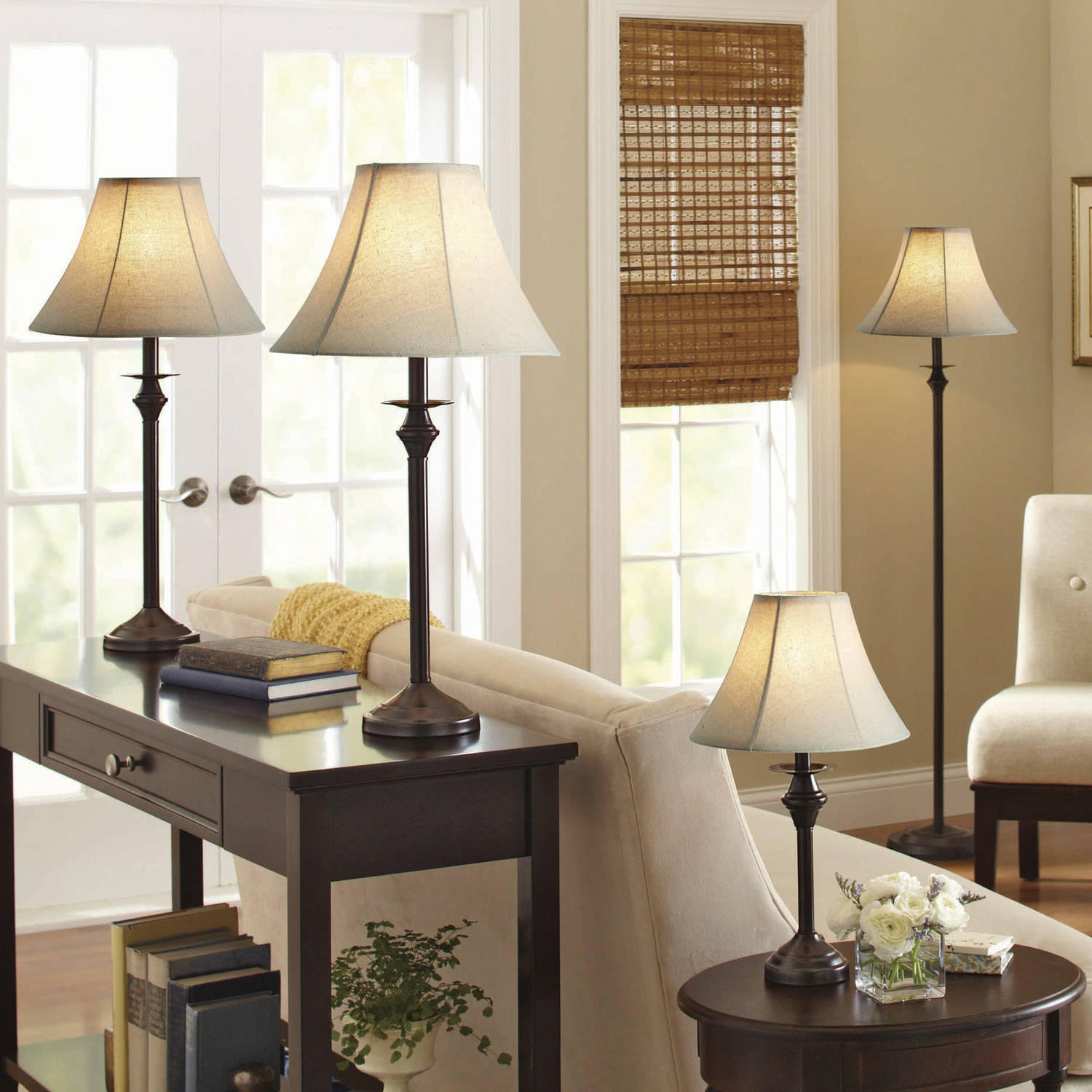 Details About Living Room 4 Piece Lamp Set Floor Table Accent Lamps Leather Shade Light Decor for sizing 1500 X 1500