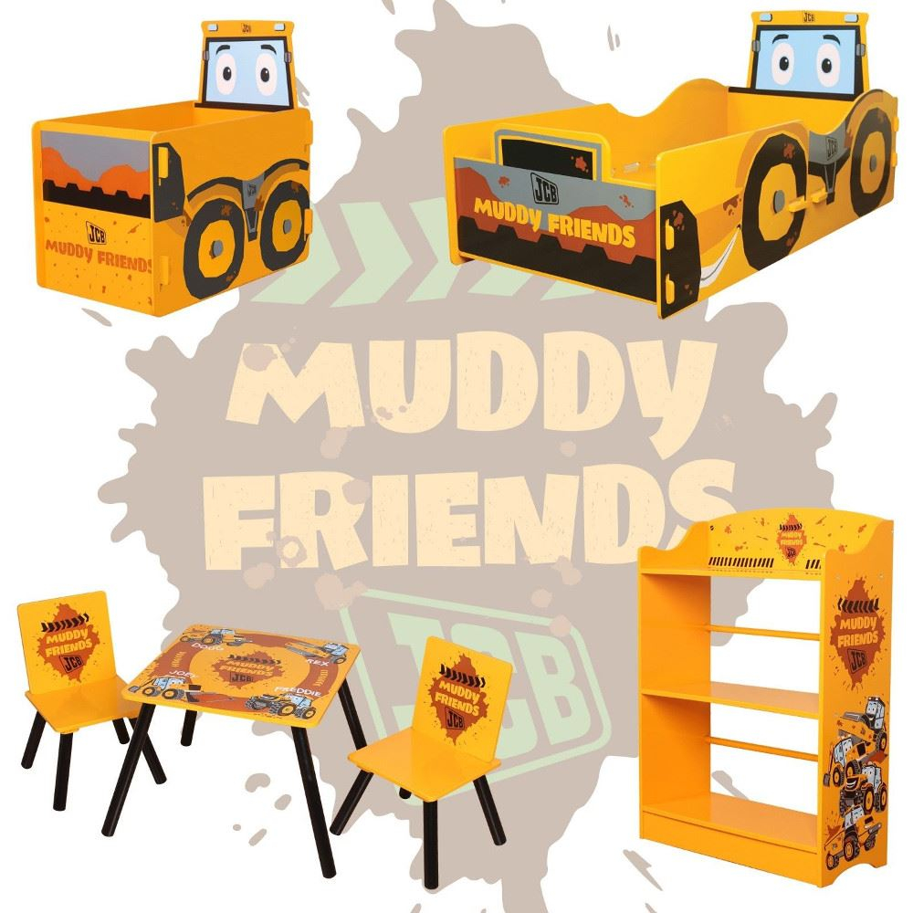 Details About Muddy Friends Jcb Digger Kids Nursery Toddler Bed Bedroom Set Bookcase Toybox throughout sizing 1000 X 1000