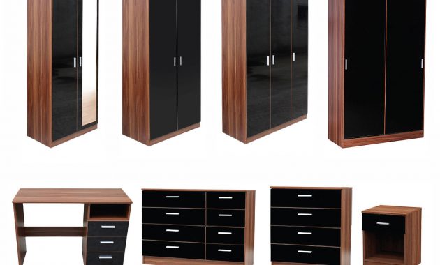 Details About New Caspian High Gloss Black Walnut Bedroom Furniture Set Full Supreme Range with regard to sizing 1600 X 1200