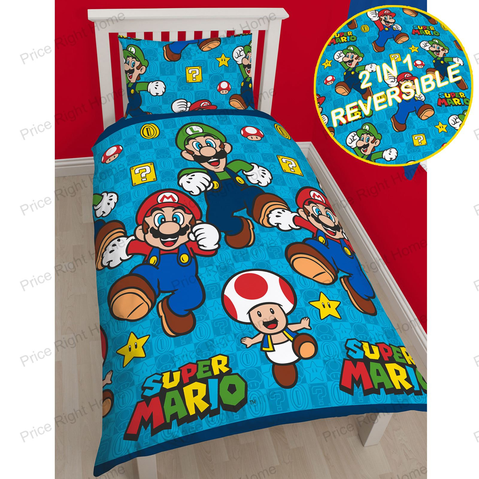 Details About Official Nintendo Super Mario Bedding Duvet Cover Set Single Double Blanket within proportions 1600 X 1600